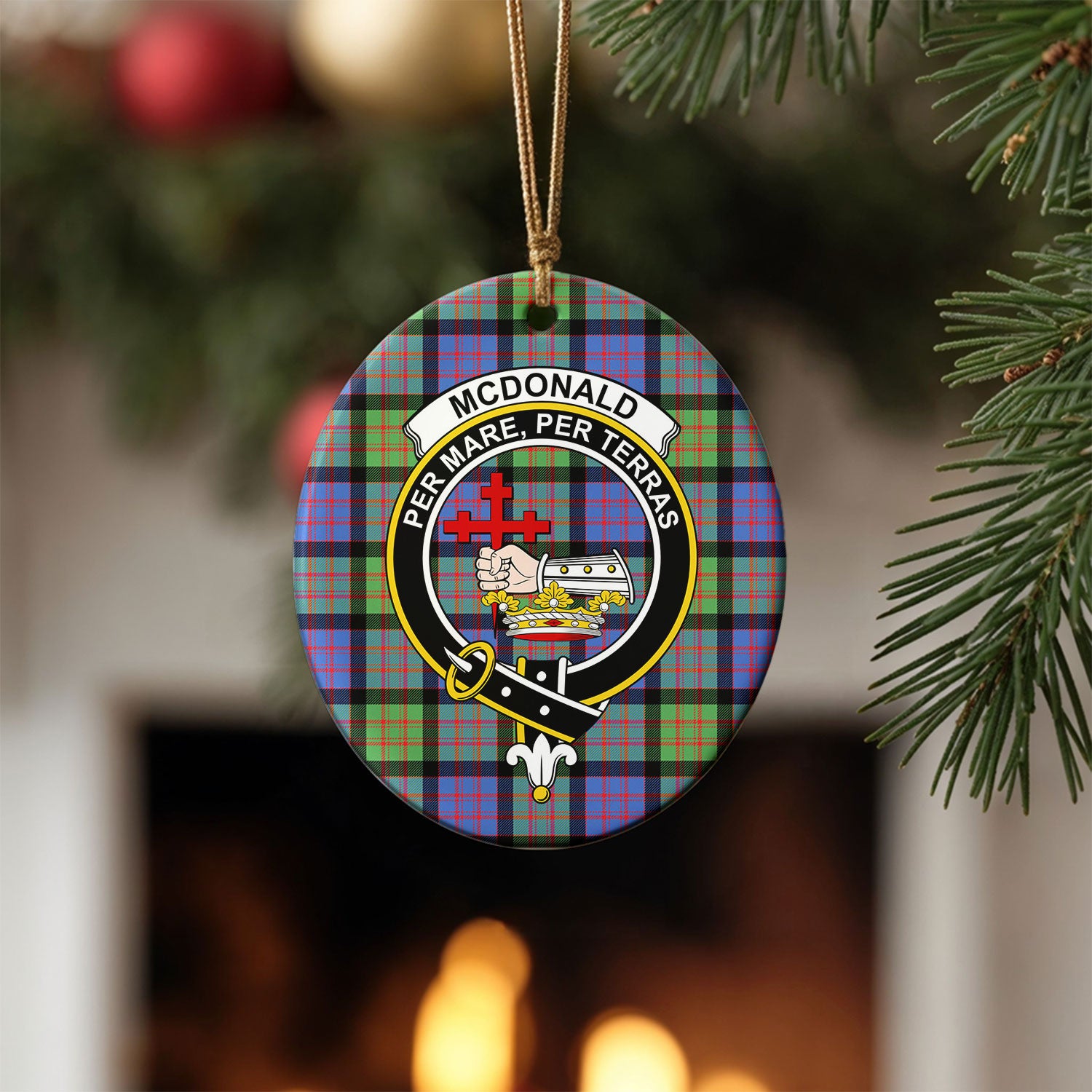 McDonald Ancient Tartan Crest Christmas Ceramic Ornament