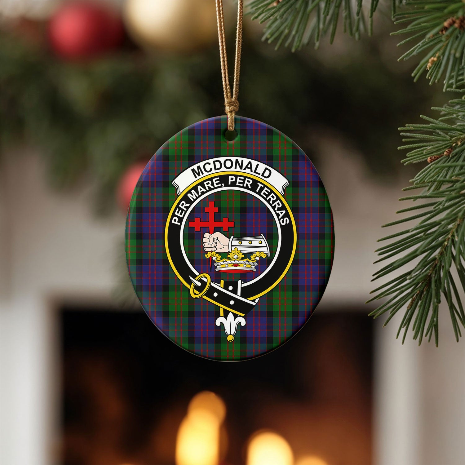 McDonald Tartan Crest Christmas Ceramic Ornament