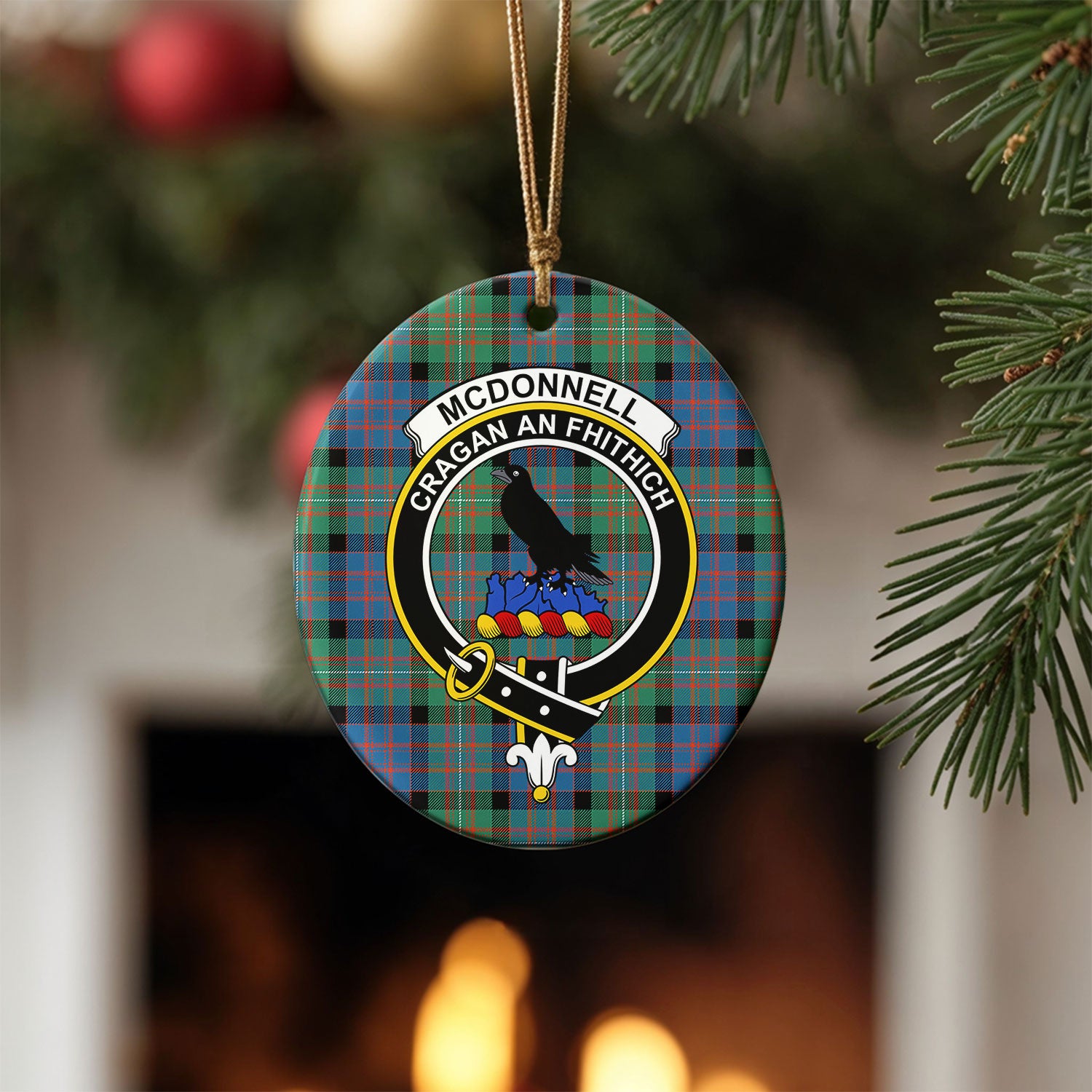 McDonnell of Glengarry Ancient Tartan Crest Christmas Ceramic Ornament