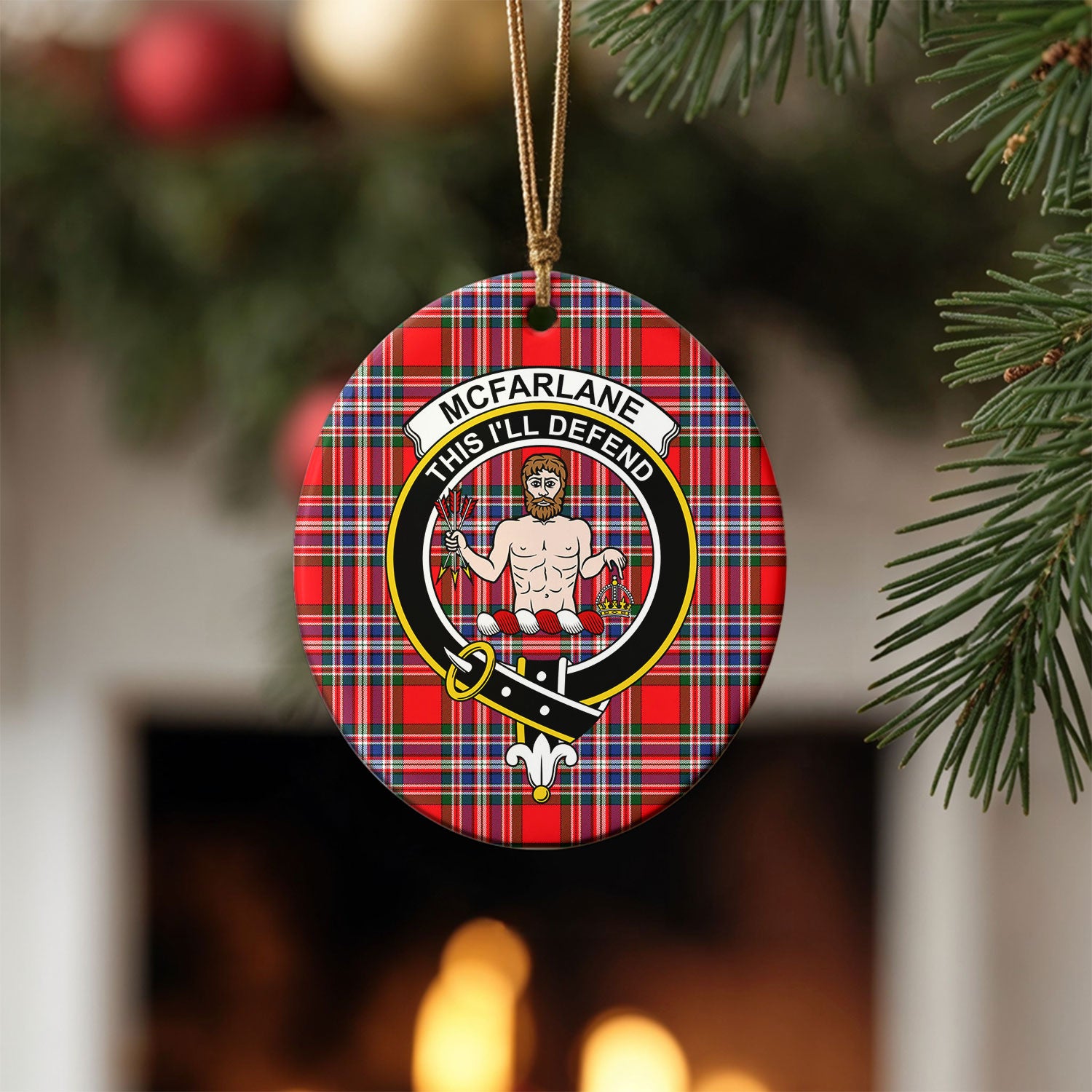McFarlane Modern Tartan Crest Christmas Ceramic Ornament