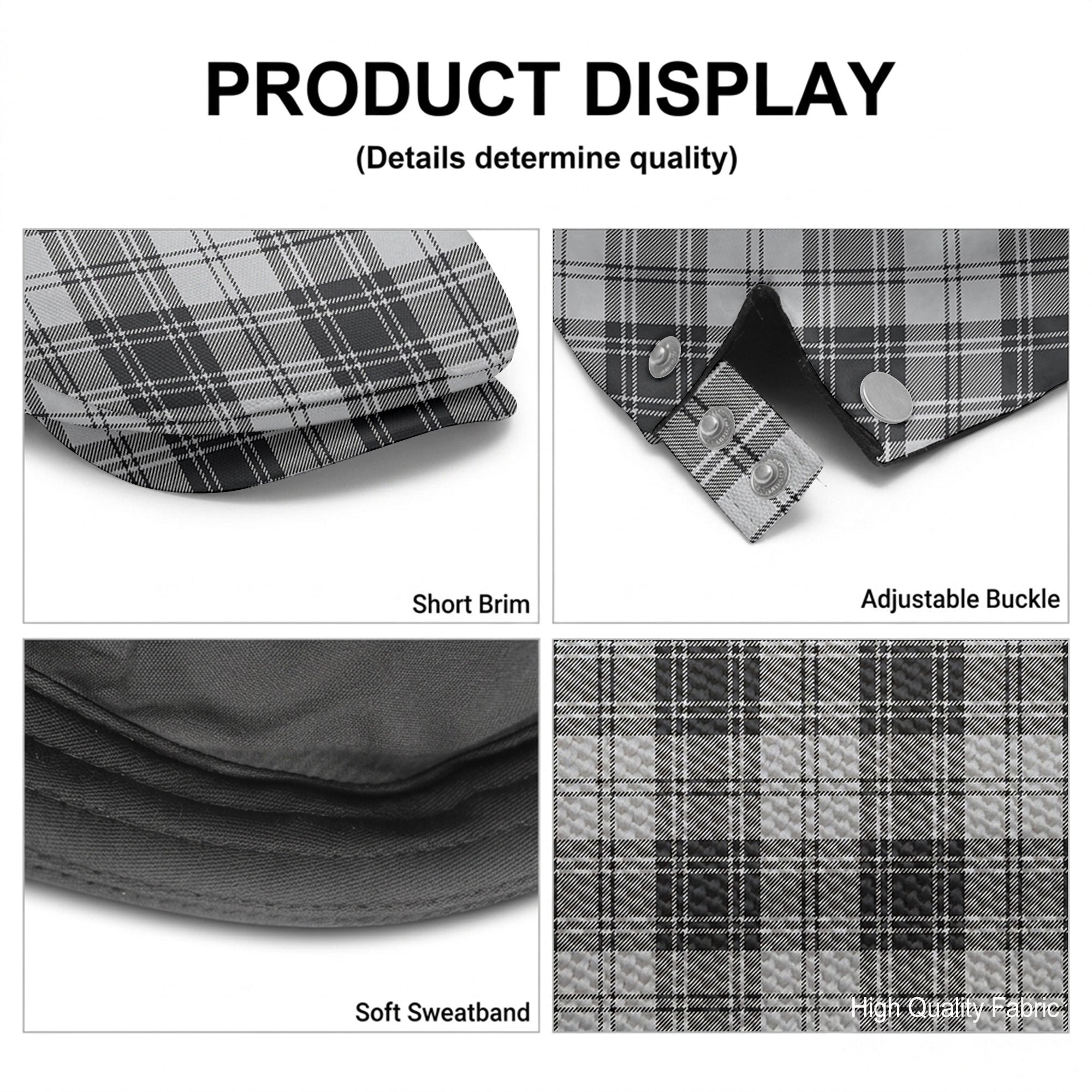 Douglas Grey Modern Tartan Flat Caps