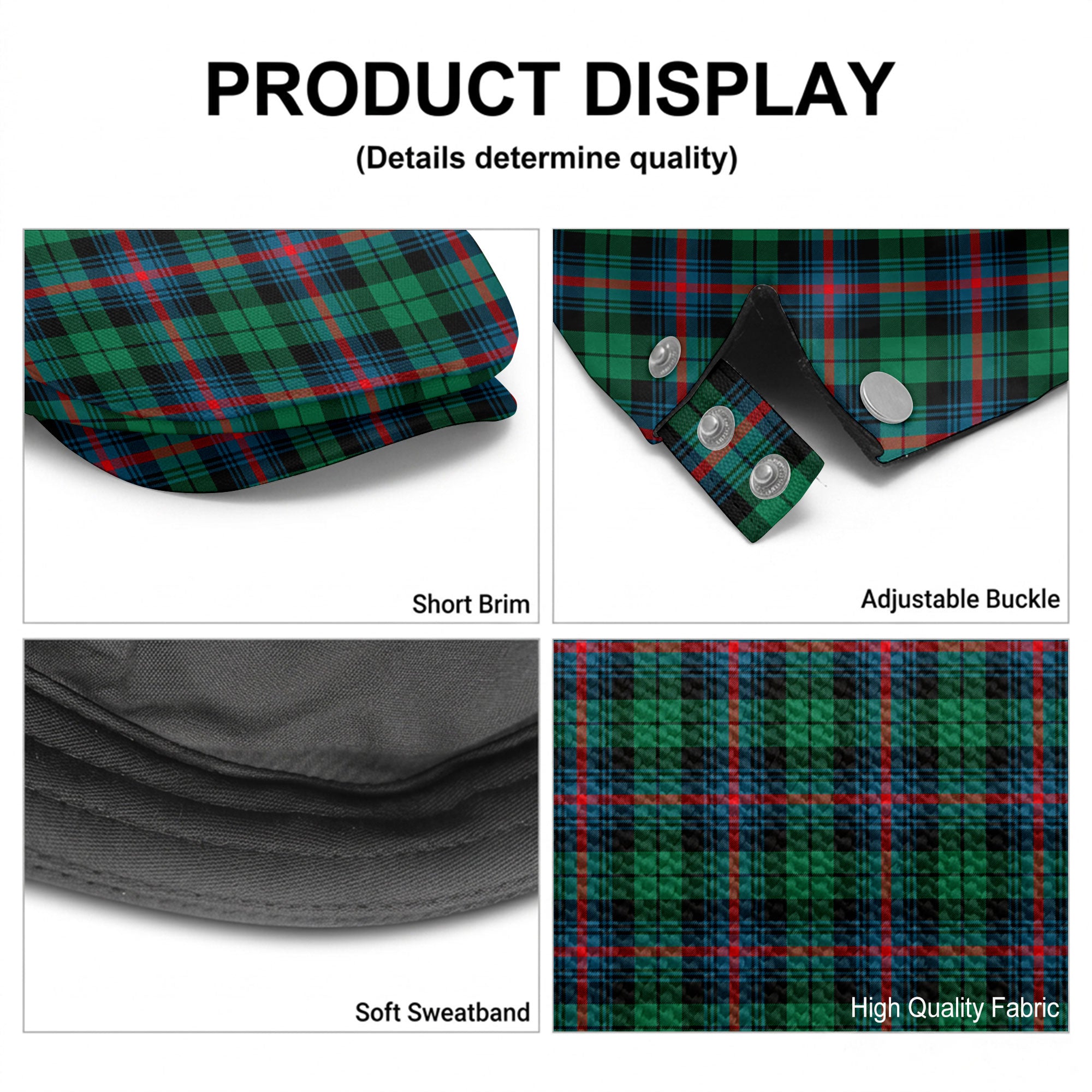 Urquhart Broad Red Ancient Tartan Flat Caps