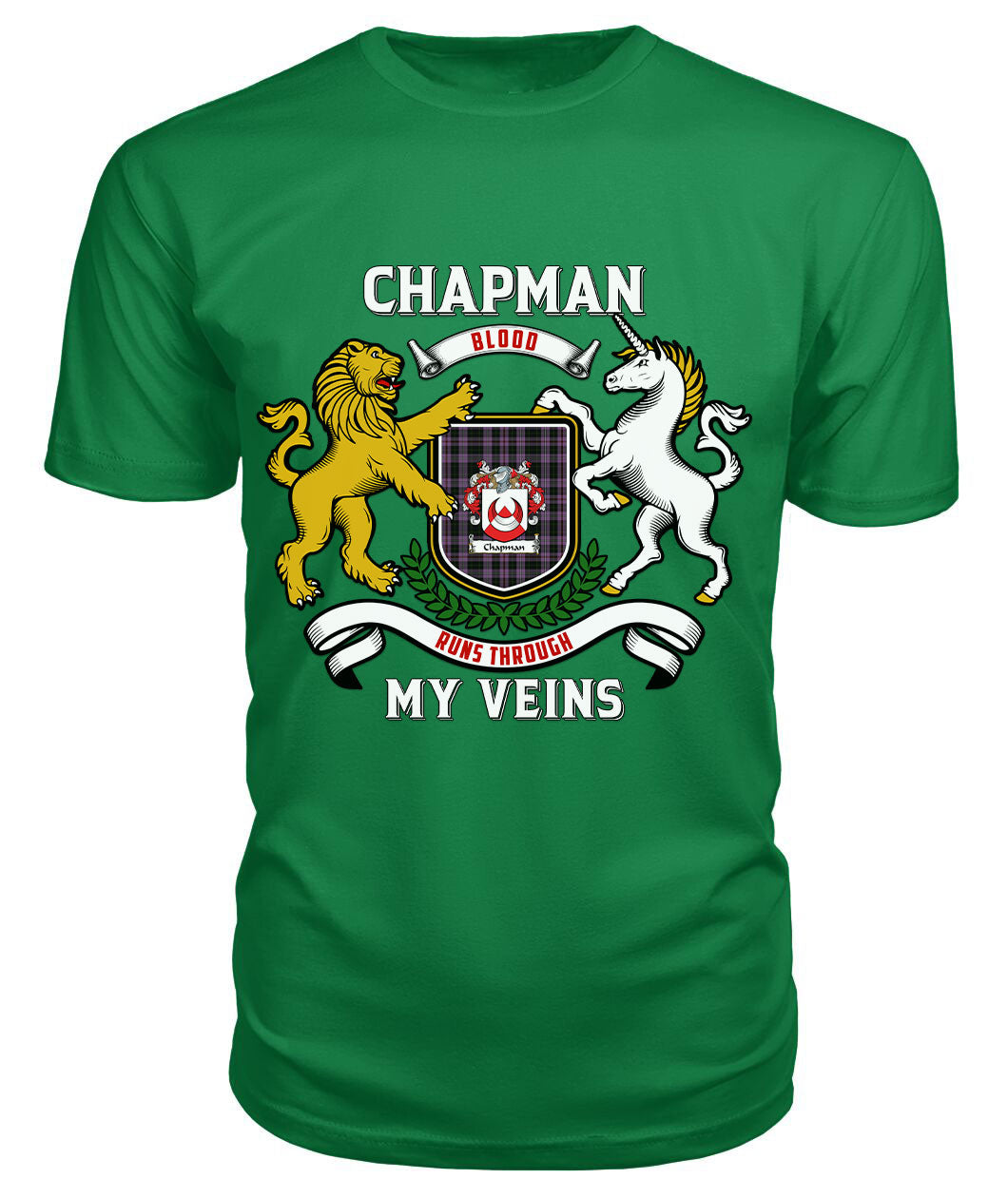 Chapman Tartan Crest 2D T-shirt - Blood Runs Through My Veins Style