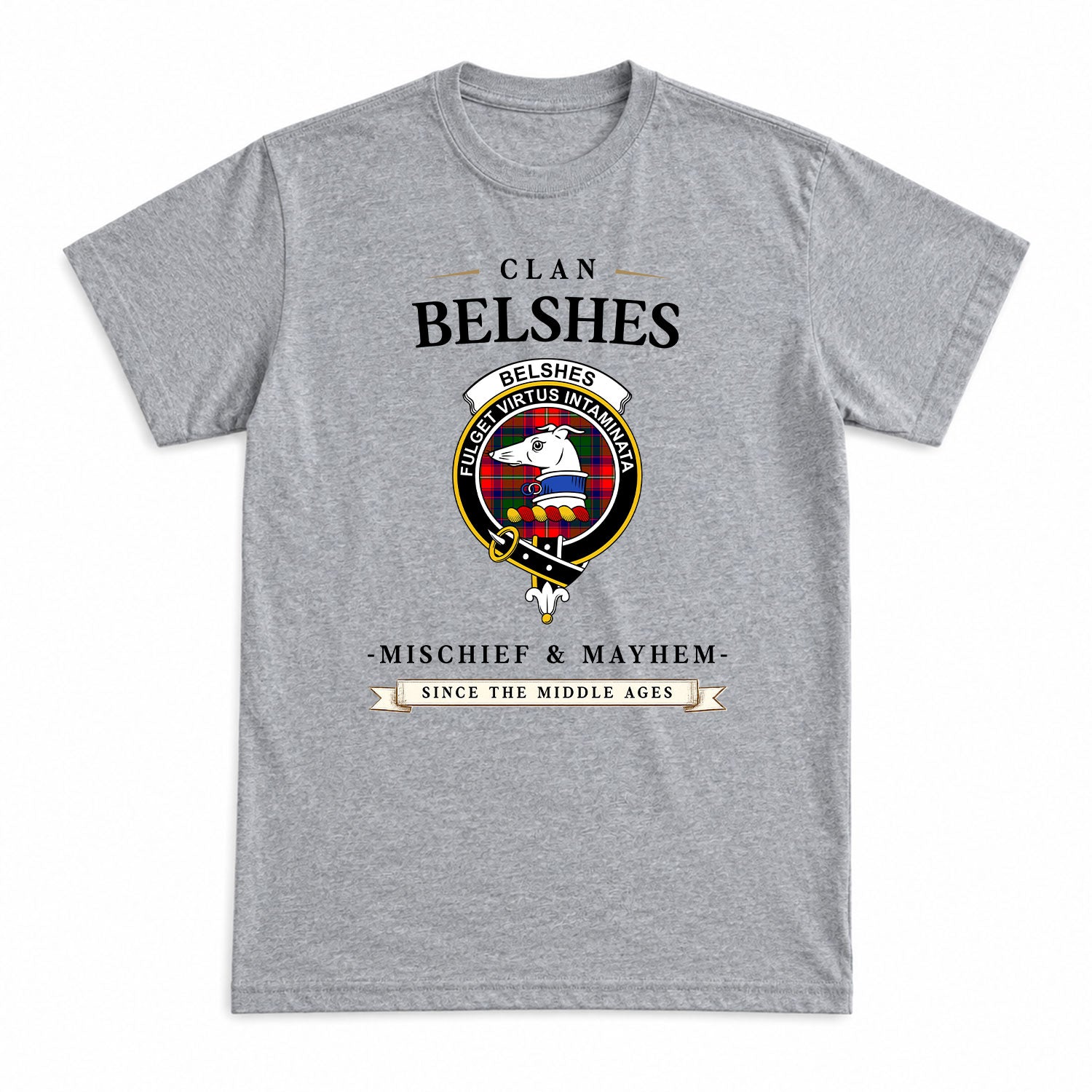 Belshes Tartan Crest Mischief and Mayhem T-shirt