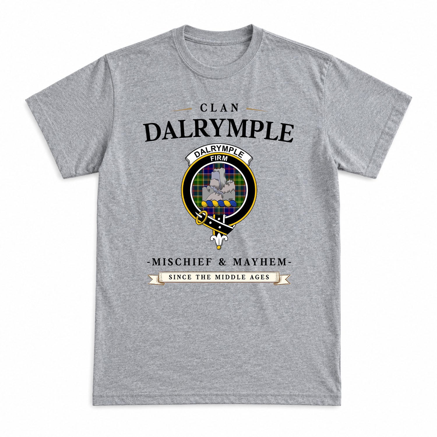 Dalrymple Tartan Crest Mischief and Mayhem T-shirt