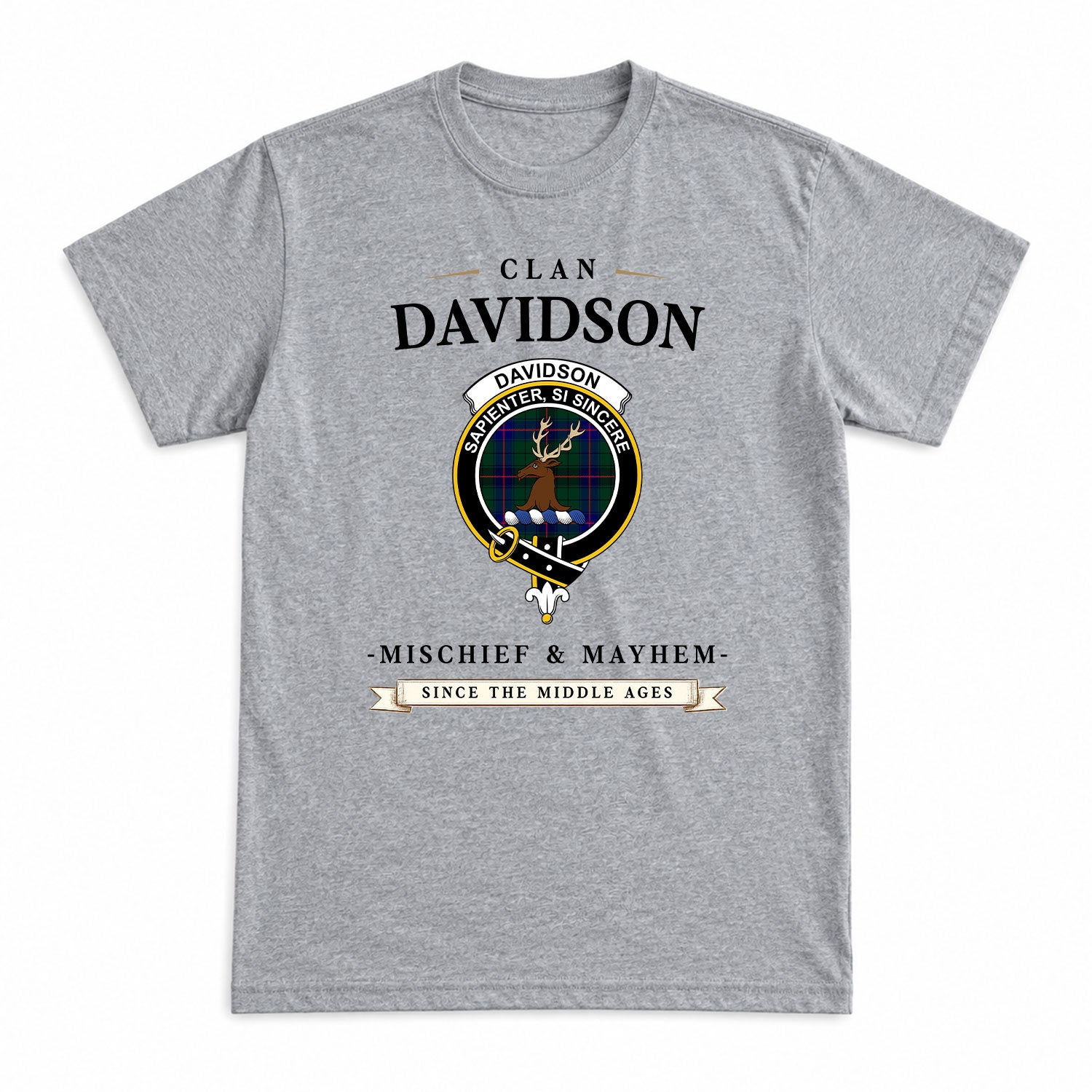 Davidson Modern Tartan Crest Mischief and Mayhem T-shirt