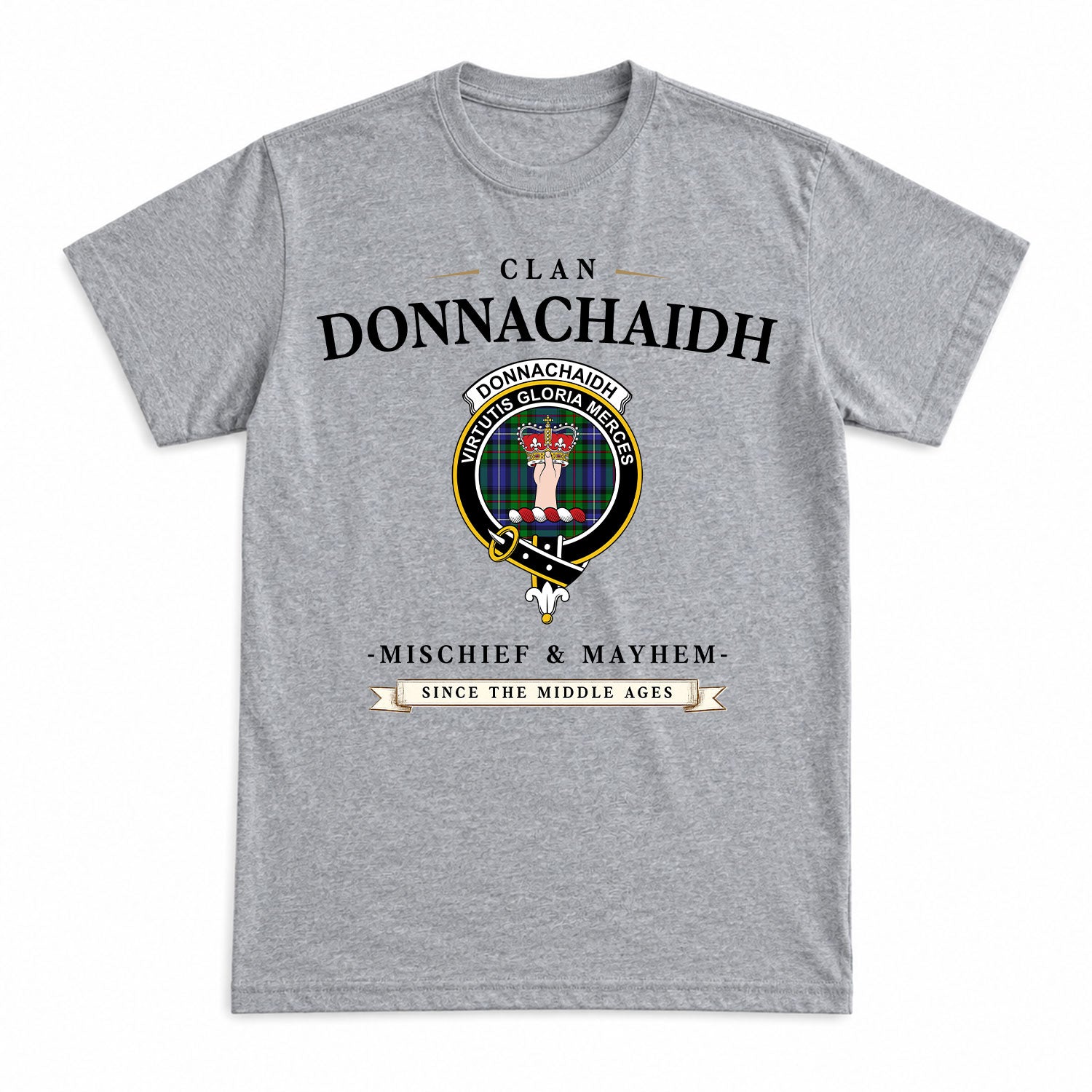 Donnachaidh Tartan Crest Mischief and Mayhem T-shirt