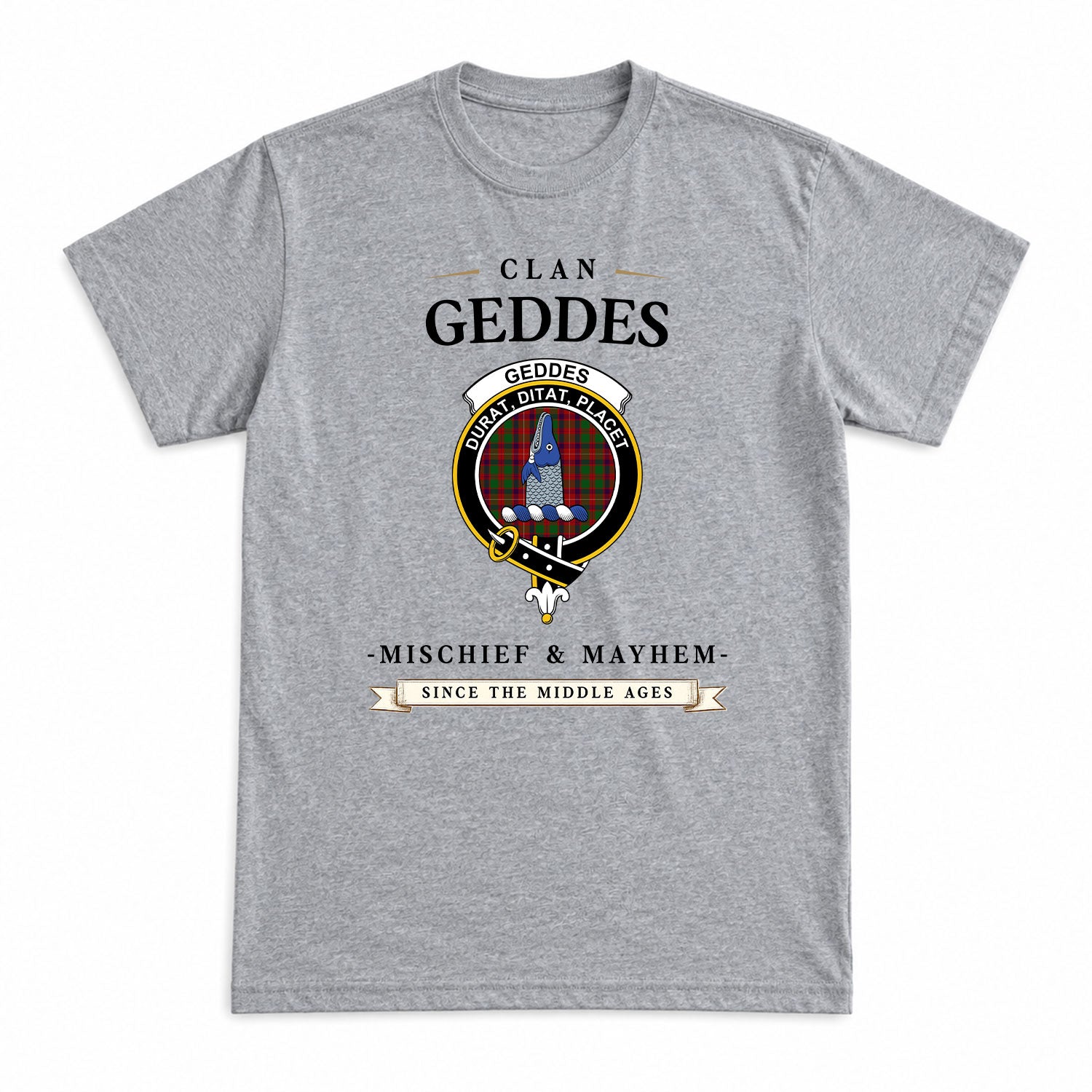 Geddes Tartan Crest Mischief and Mayhem T-shirt
