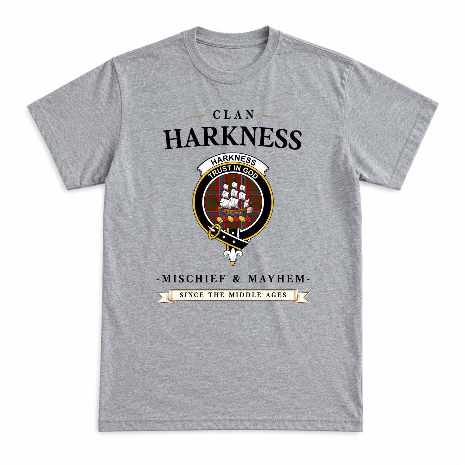 Harkness Dress Tartan Crest Mischief and Mayhem T-shirt