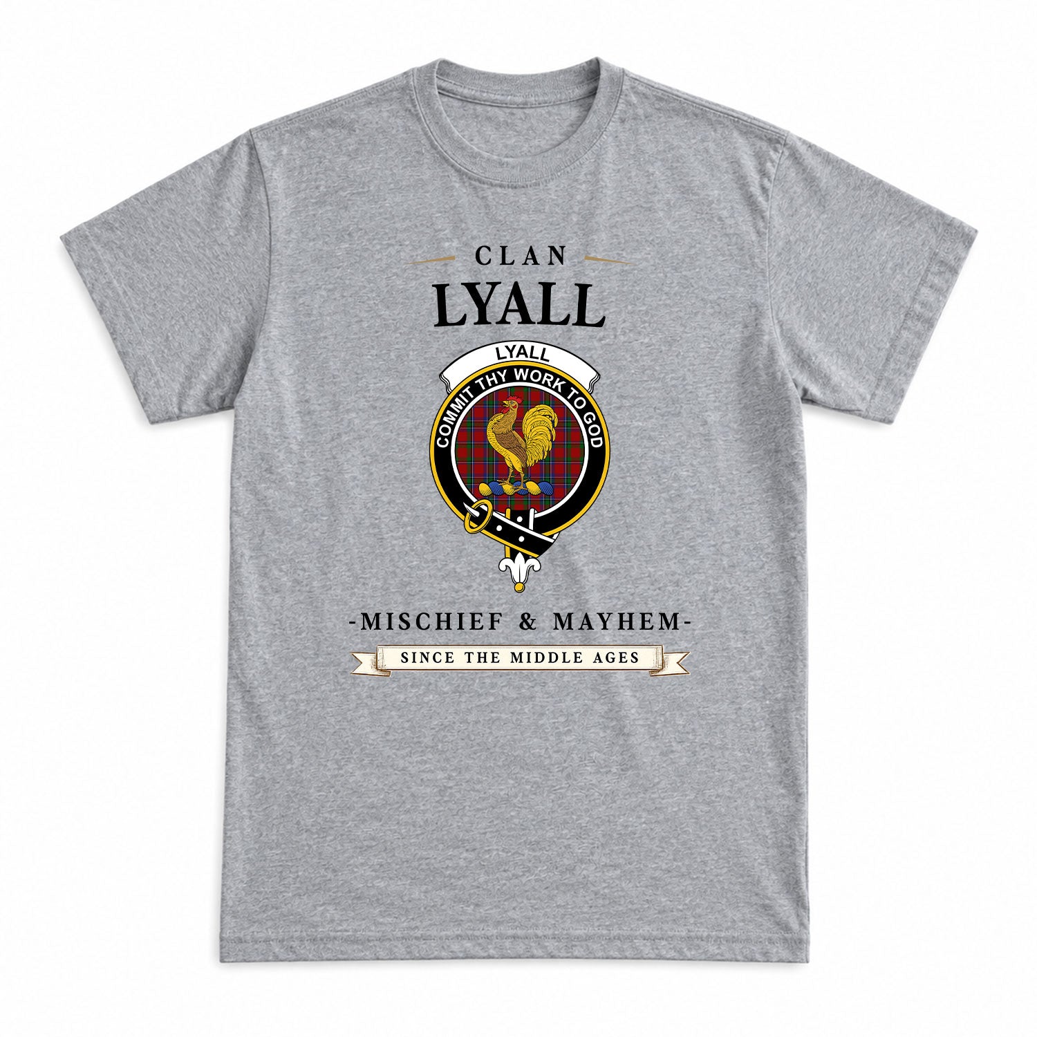 Lyall Tartan Crest Mischief and Mayhem T-shirt