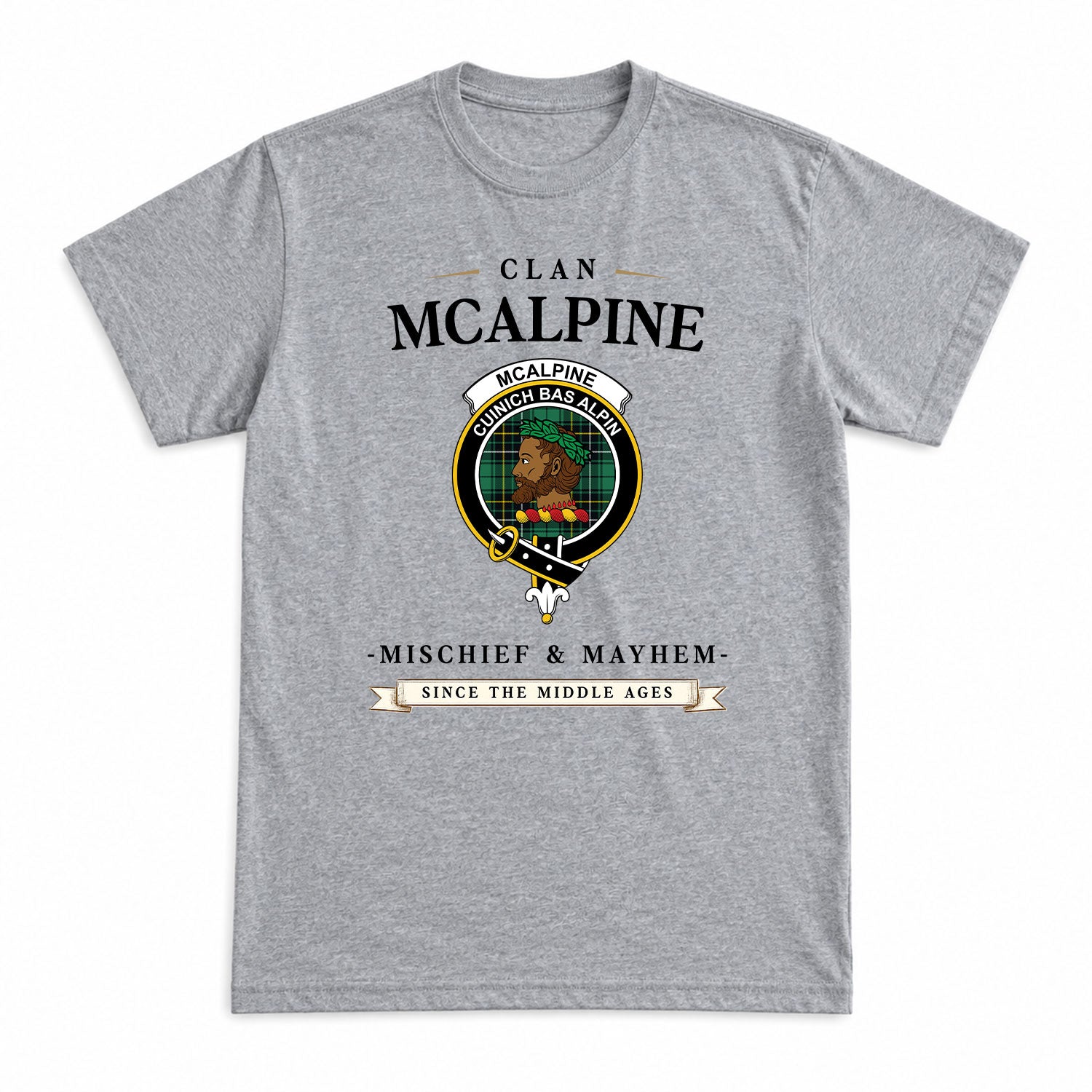 McAlpine Ancient Tartan Crest Mischief and Mayhem T-shirt