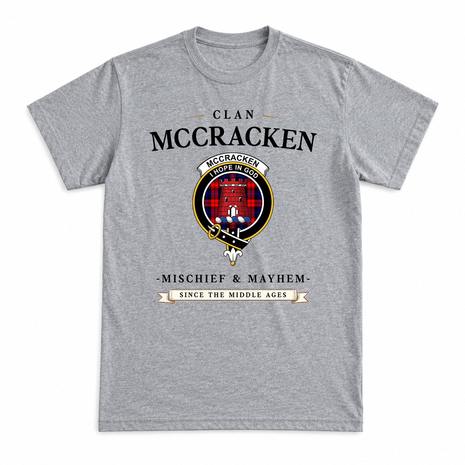 McCracken Tartan Crest Mischief and Mayhem T-shirt