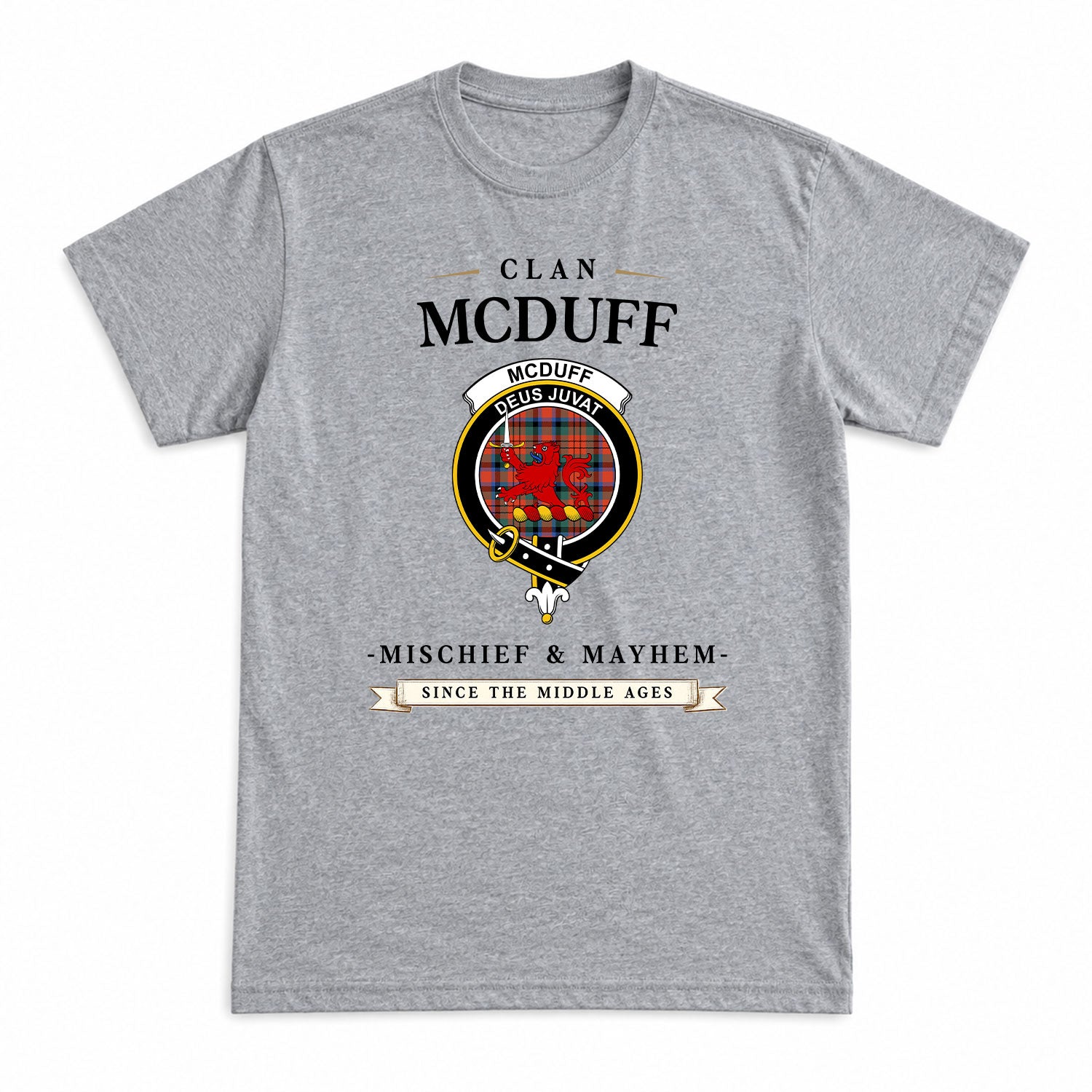 McDuff Ancient Tartan Crest Mischief and Mayhem T-shirt