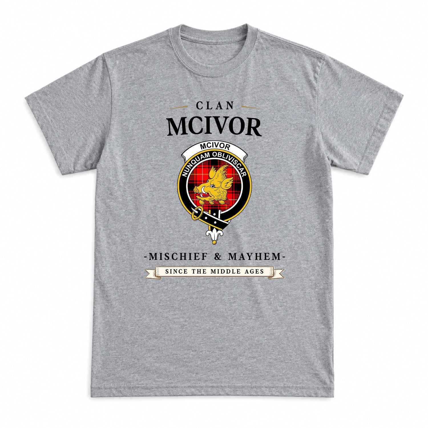 McIvor Tartan Crest Mischief and Mayhem T-shirt