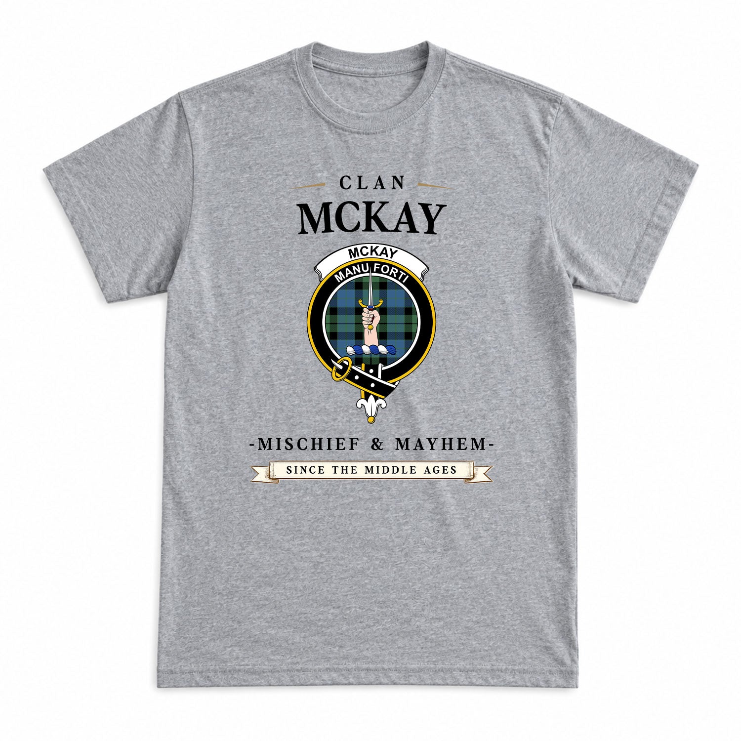 McKay Ancient Tartan Crest Mischief and Mayhem T-shirt
