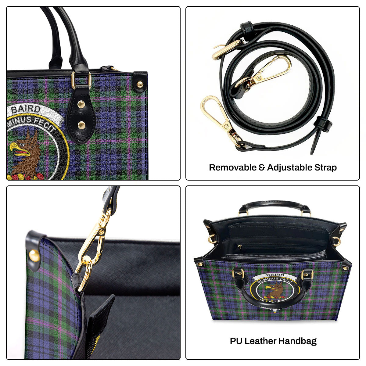 Baird Modern Tartan Crest Leather Handbag