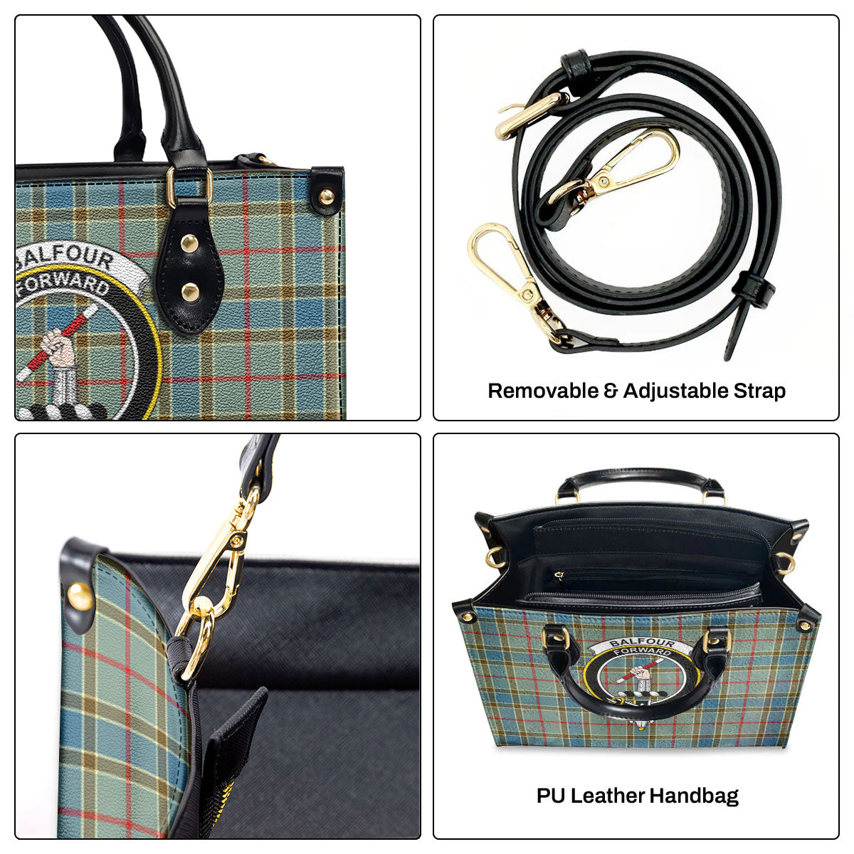 Balfour Blue Tartan Crest Leather Handbag