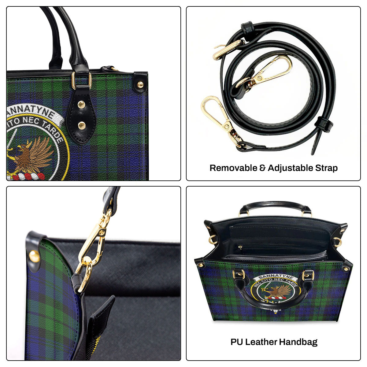 Bannatyne Tartan Crest Leather Handbag