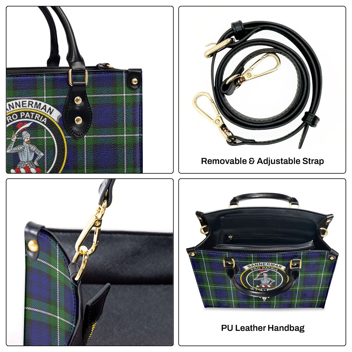 Bannerman Tartan Crest Leather Handbag