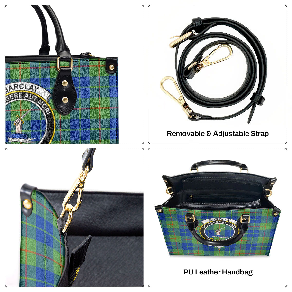 Barclay Hunting Ancient Tartan Crest Leather Handbag