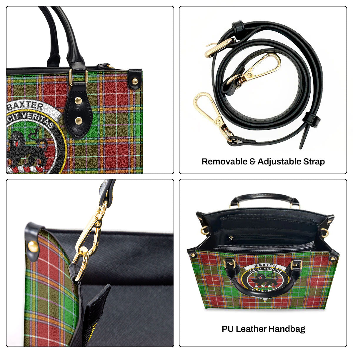 Baxter Modern Tartan Crest Leather Handbag