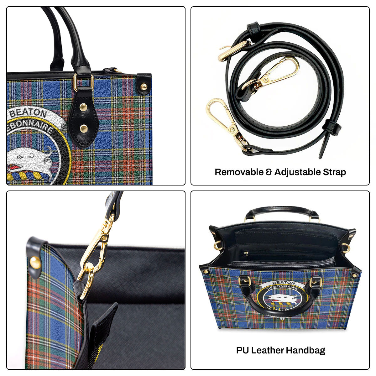 Beaton Ancient Tartan Crest Leather Handbag