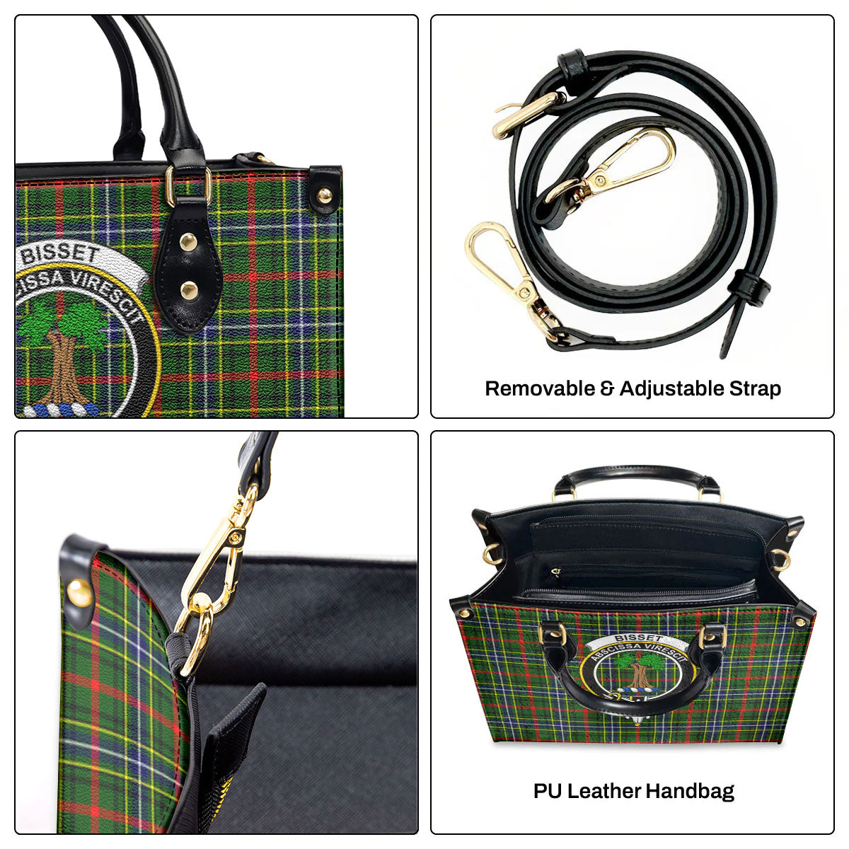 Bisset Tartan Crest Leather Handbag