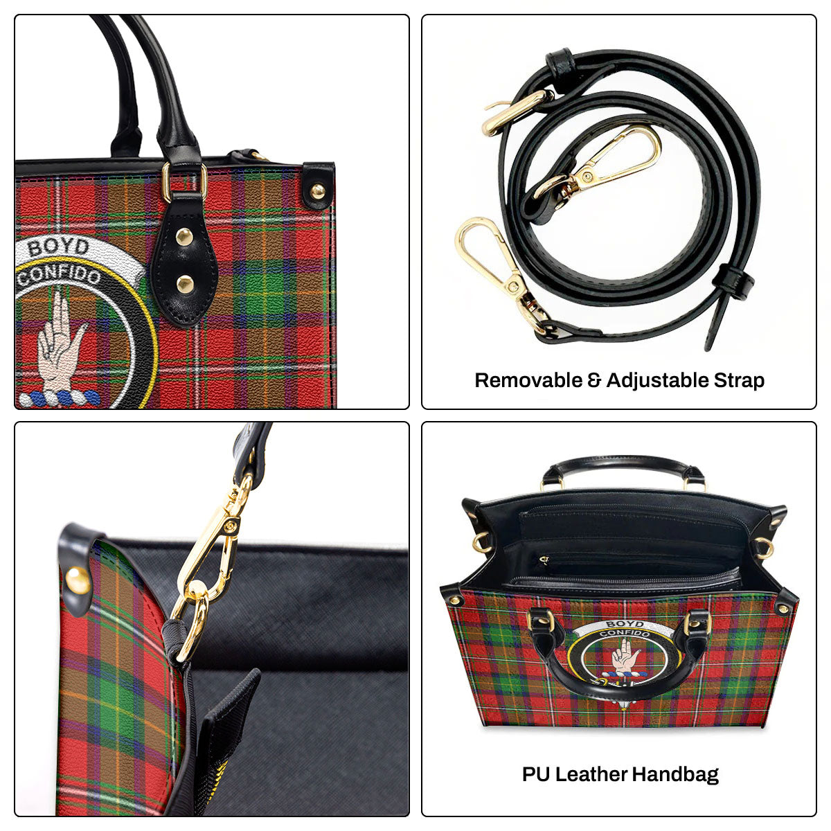 Boyd Modern Tartan Crest Leather Handbag