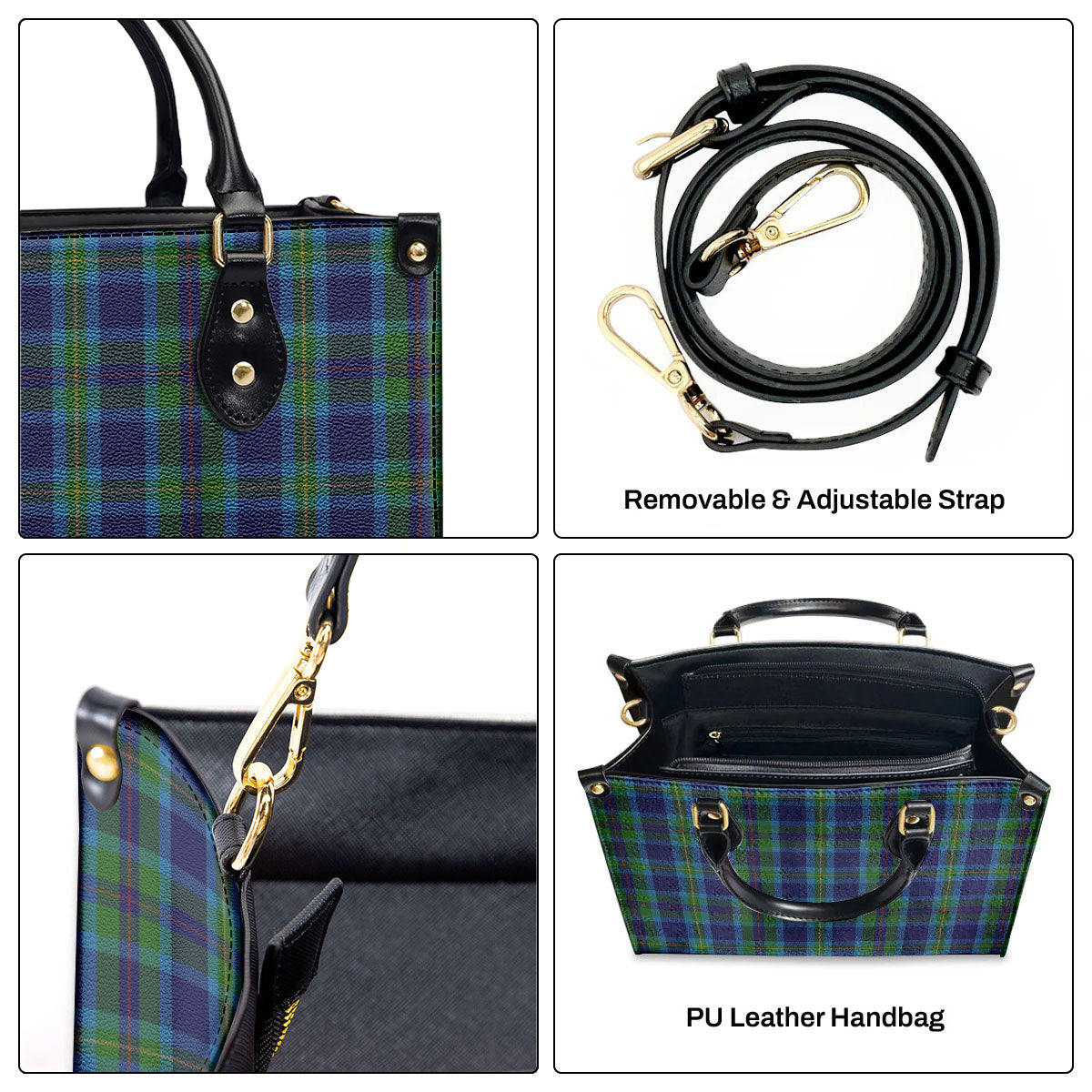 Miller Tartan Crest Leather Handbag