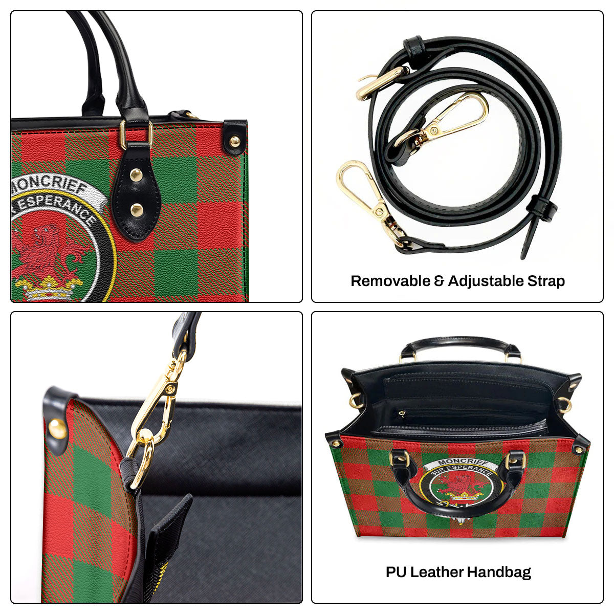 Moncrief Tartan Crest Leather Handbag