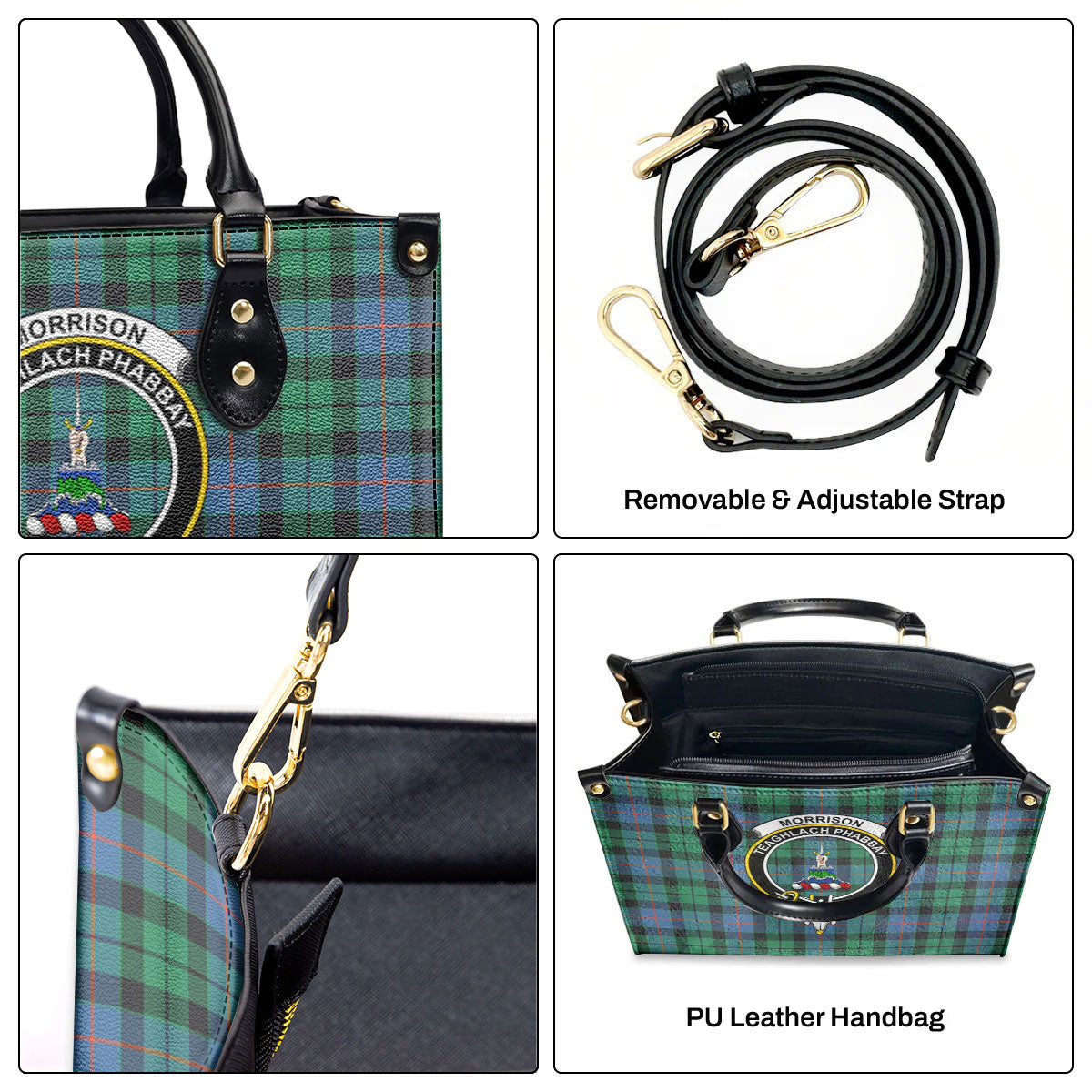 Morrison Ancient Tartan Crest Leather Handbag