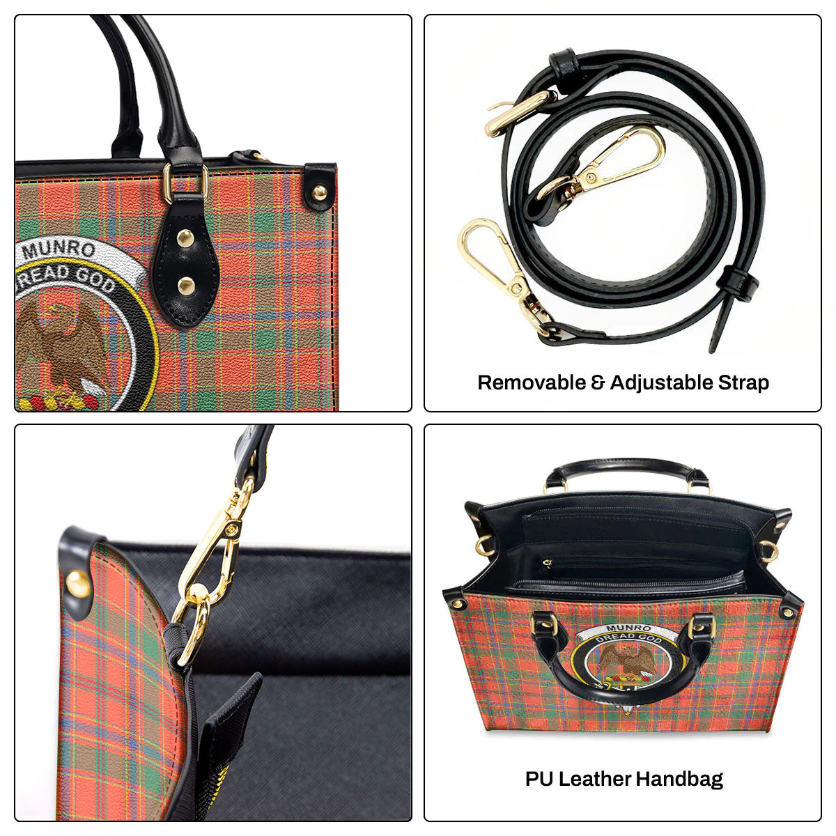 Munro Ancient Tartan Crest Leather Handbag