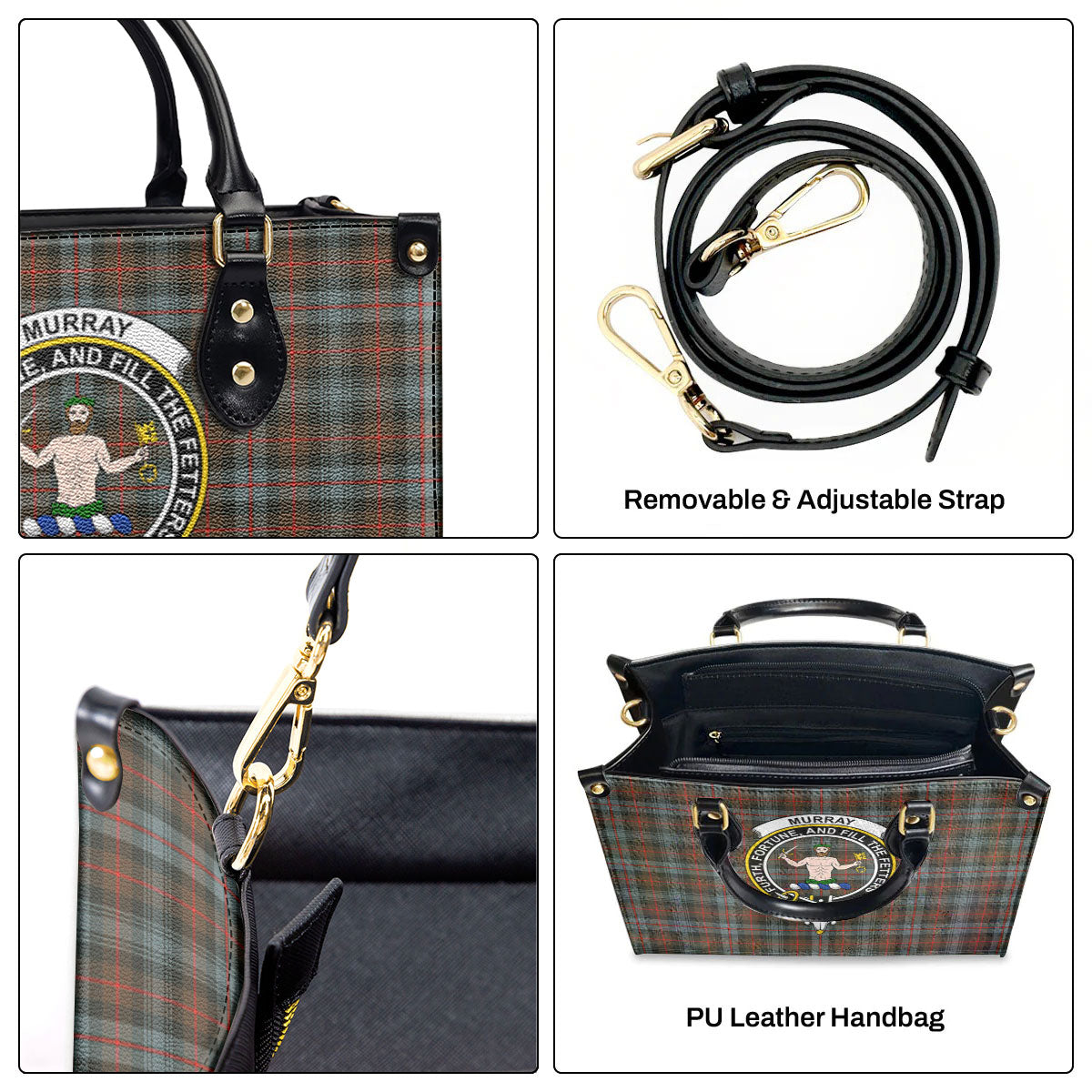 Murray of Atholl Weathered Tartan Crest Leather Handbag