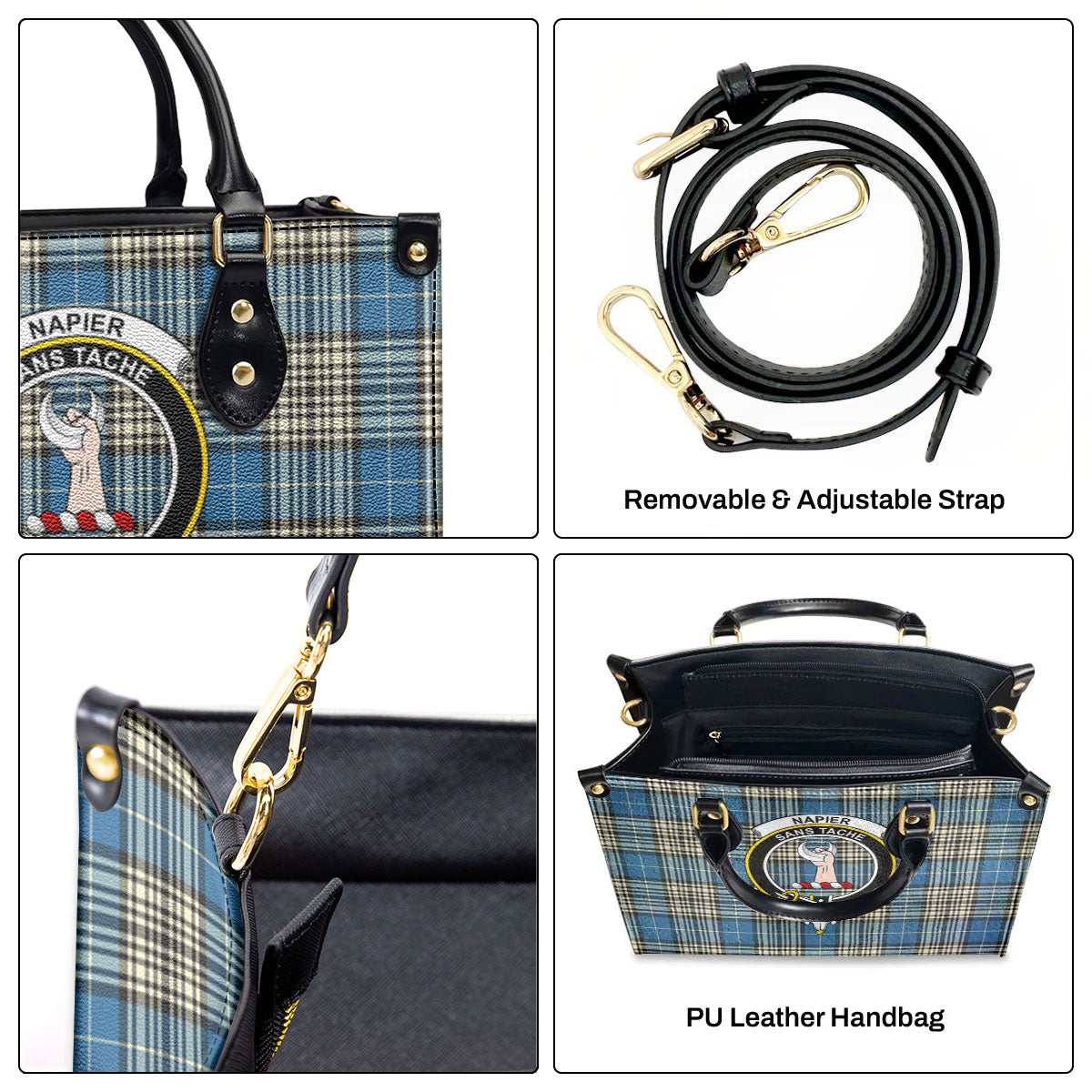 Napier Ancient Tartan Crest Leather Handbag