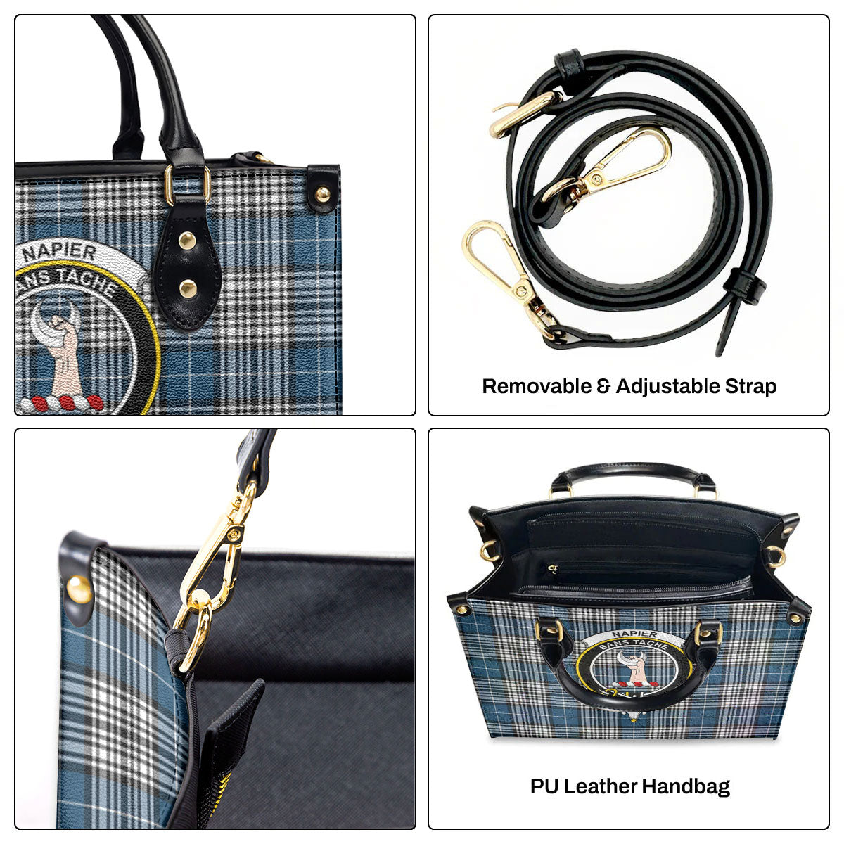 Napier Modern Tartan Crest Leather Handbag