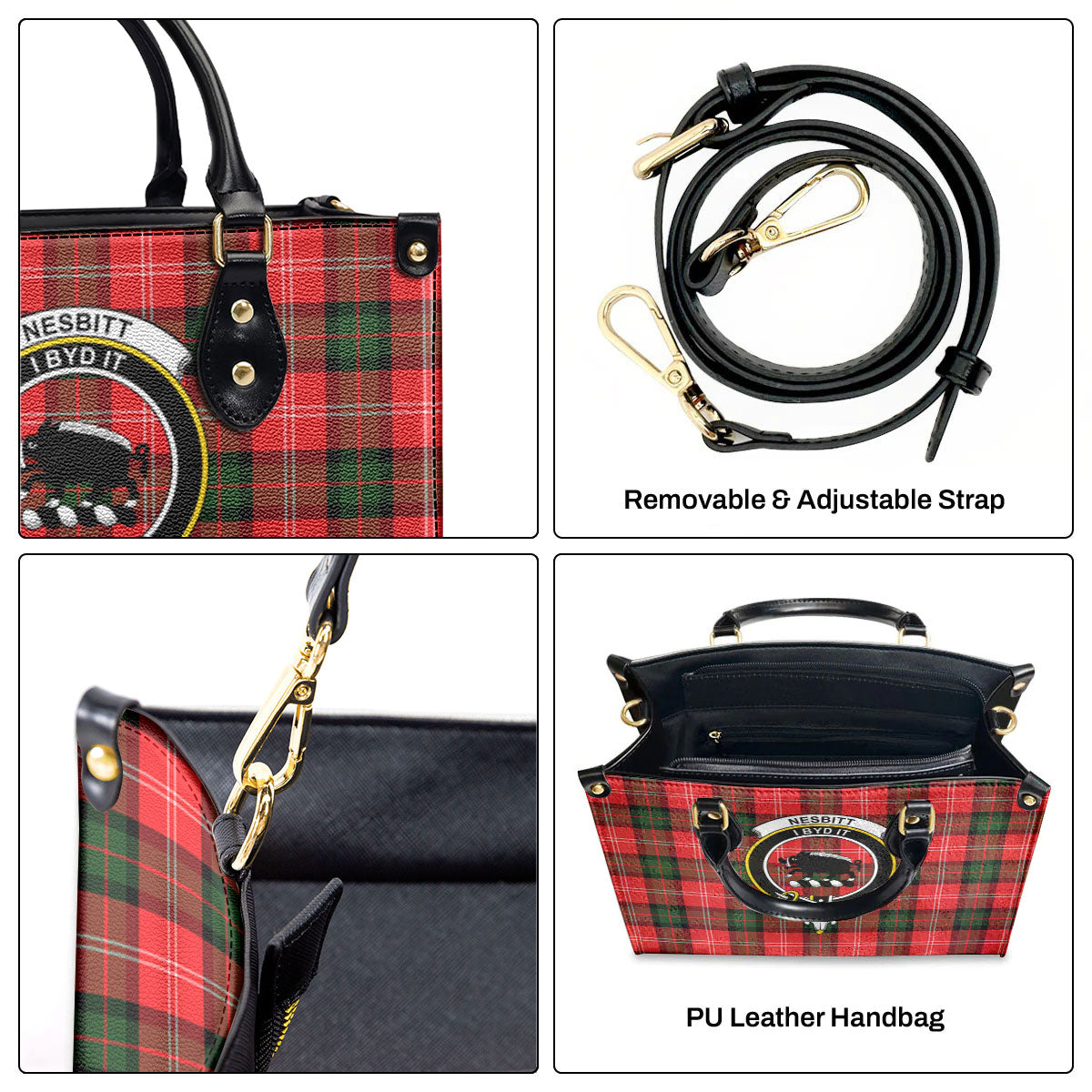 Nesbitt Modern Tartan Crest Leather Handbag