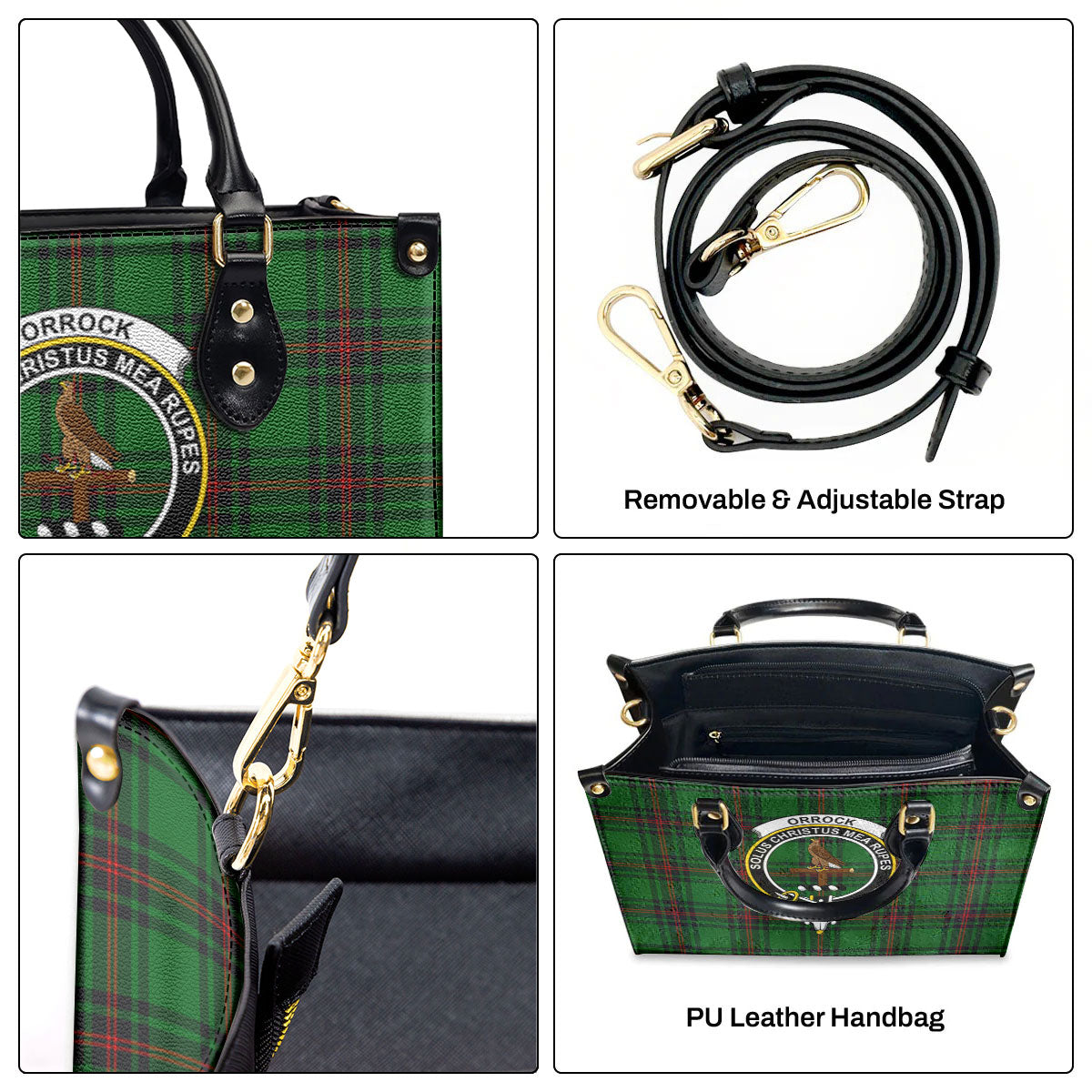 Orrock Tartan Crest Leather Handbag