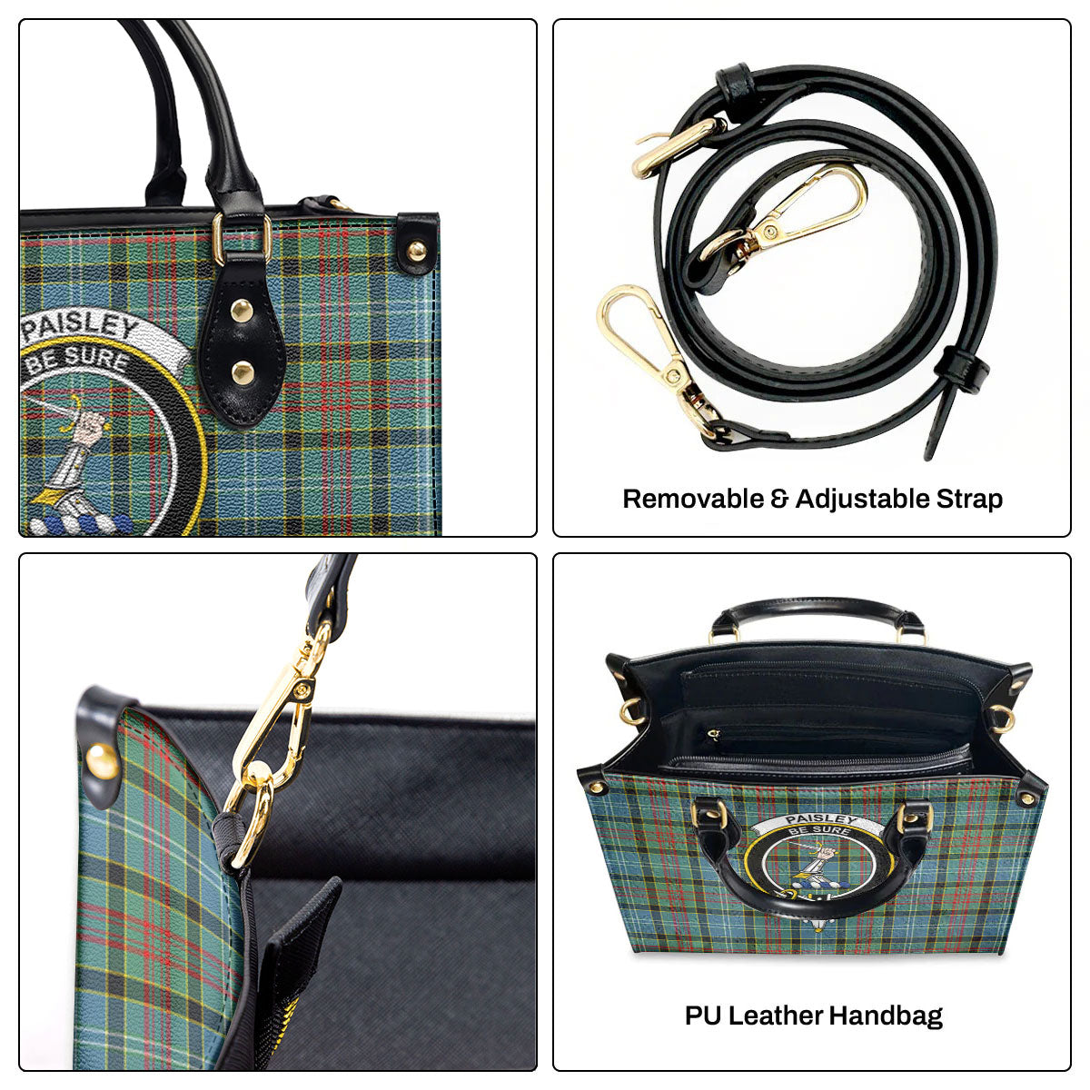 Paisley District Tartan Crest Leather Handbag