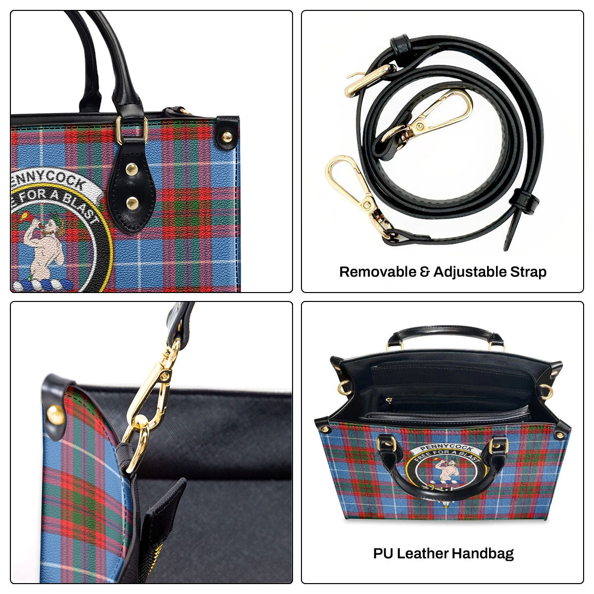 Pennycook Tartan Crest Leather Handbag