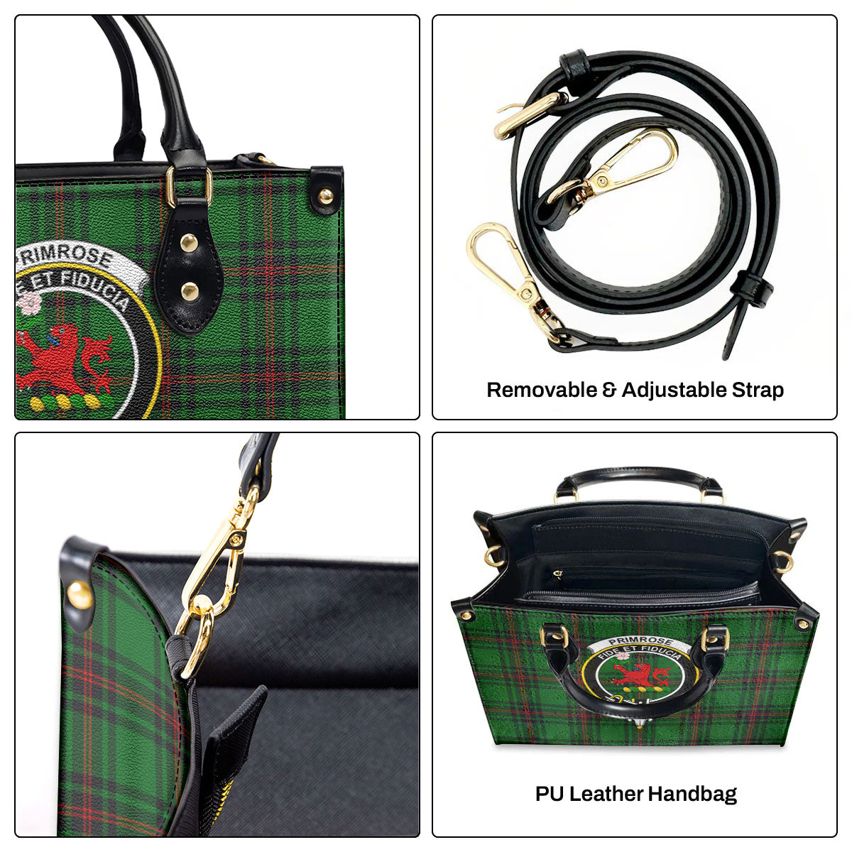 Primrose Tartan Crest Leather Handbag