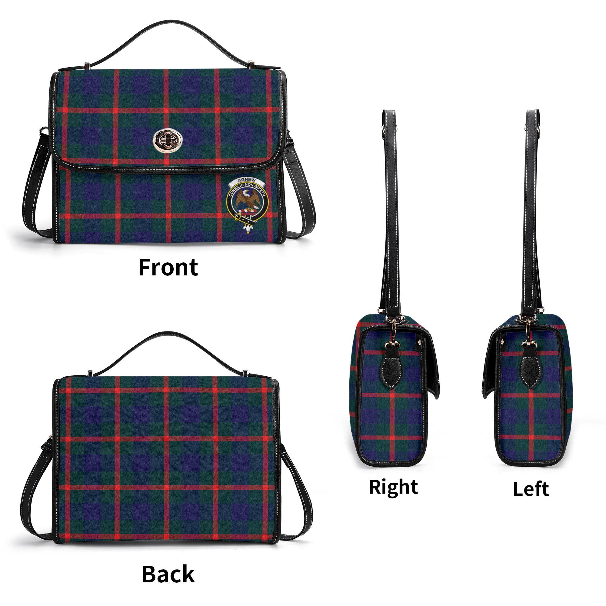 Agnew Modern Tartan Crest Satchel Bag