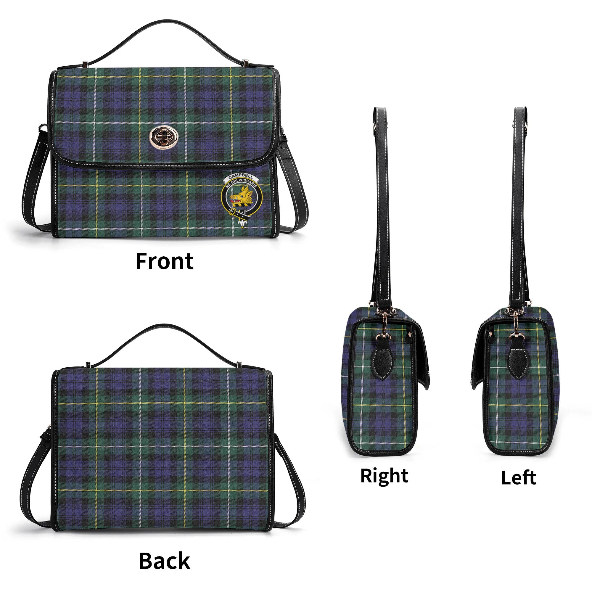 Campbell Argyll Modern Tartan Crest Satchel Bag