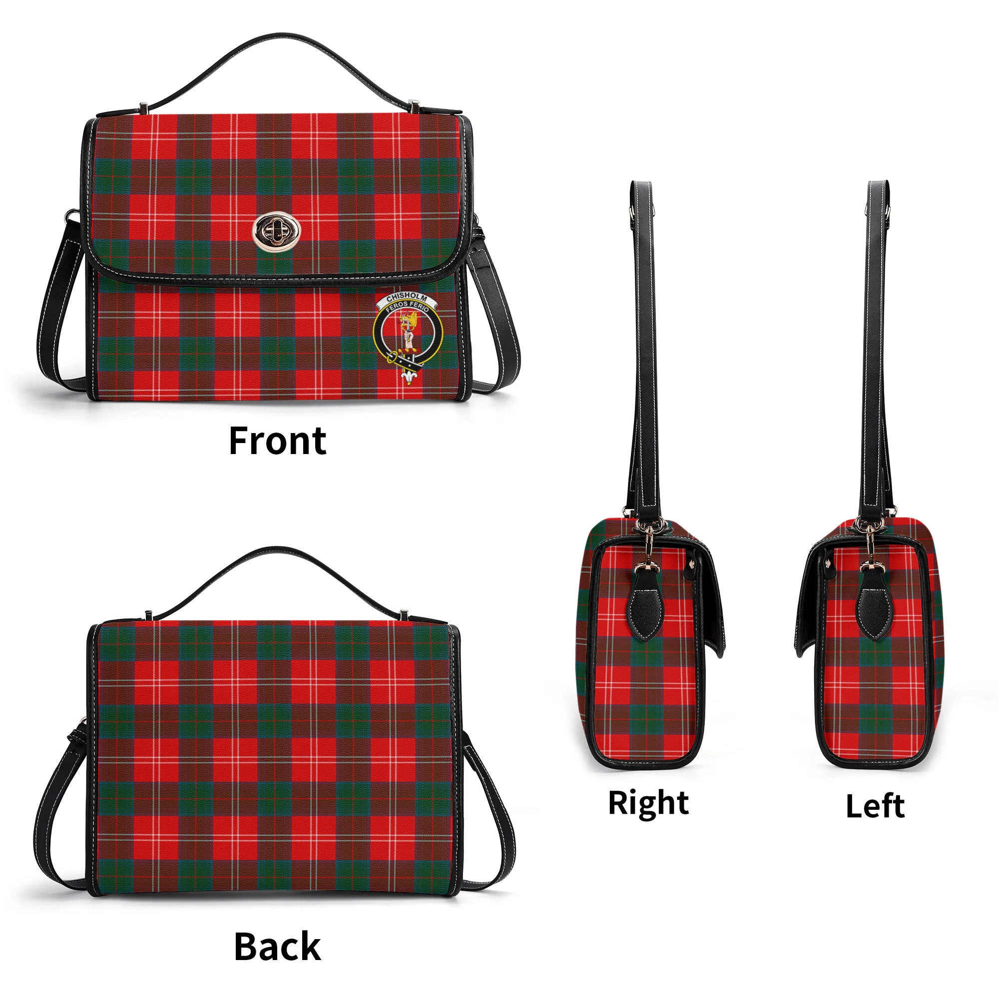 Chisholm Modern Tartan Crest Satchel Bag