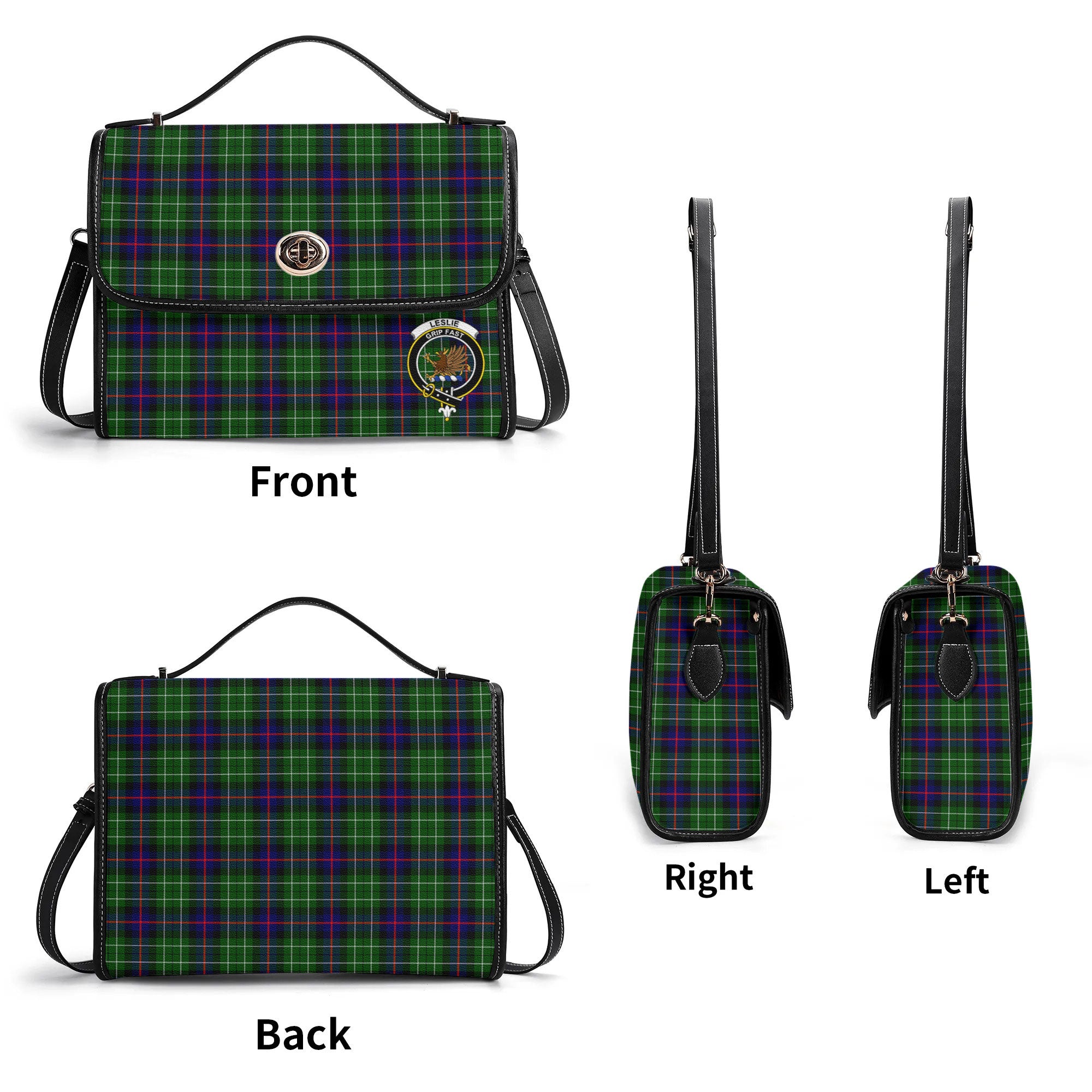 Leslie Hunting Tartan Crest Satchel Bag