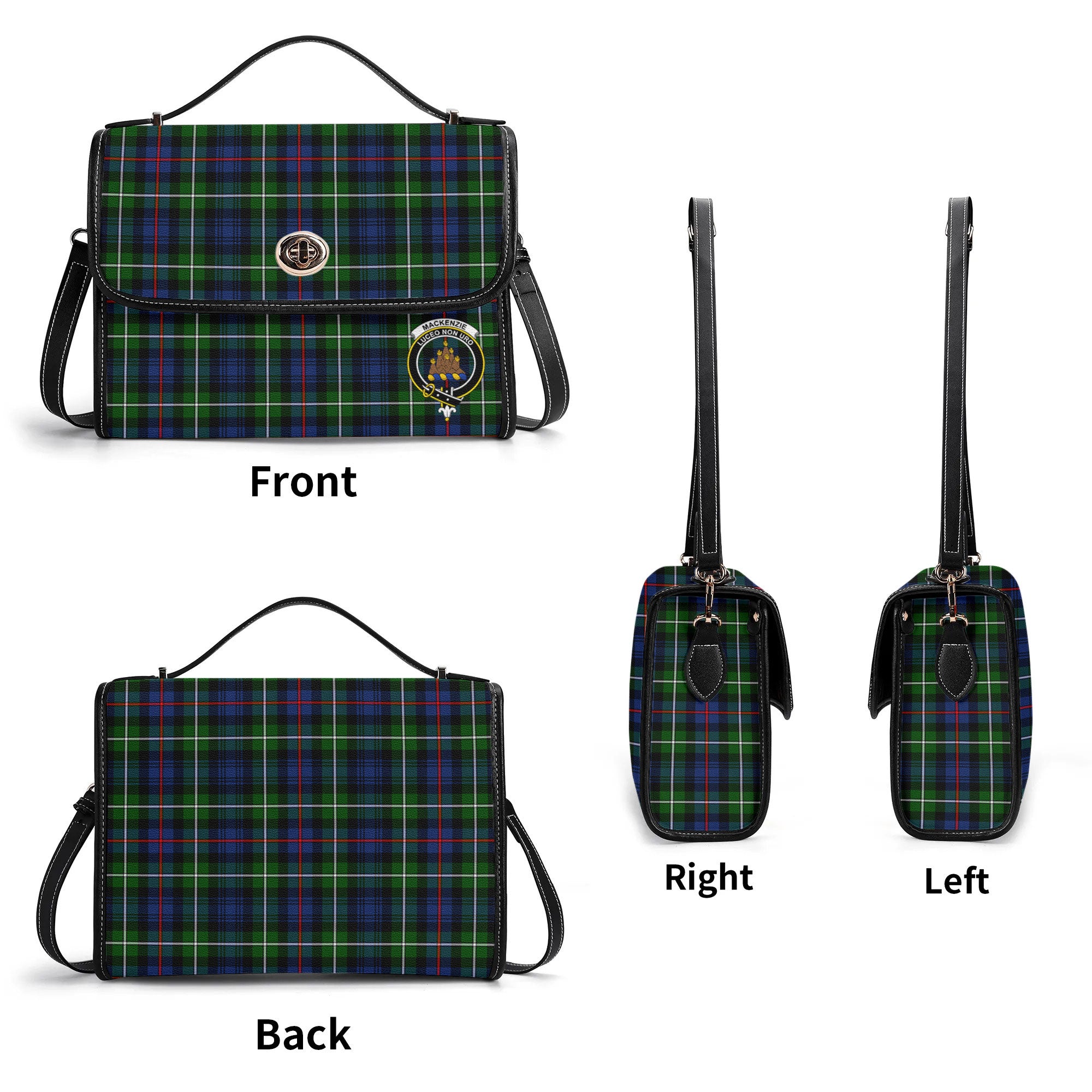 MacKenzie Modern Tartan Crest Satchel Bag