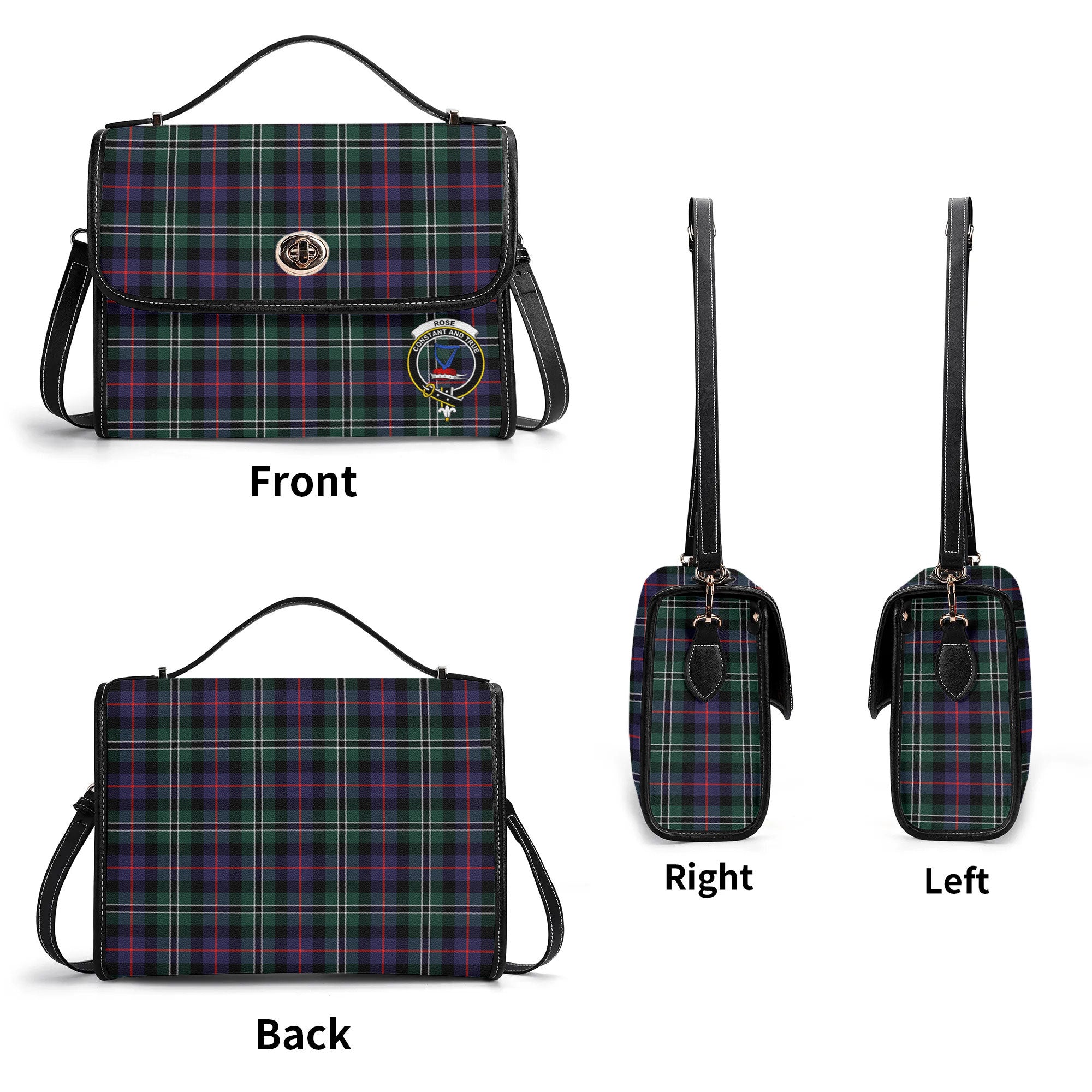 Rose Hunting Modern Tartan Crest Satchel Bag