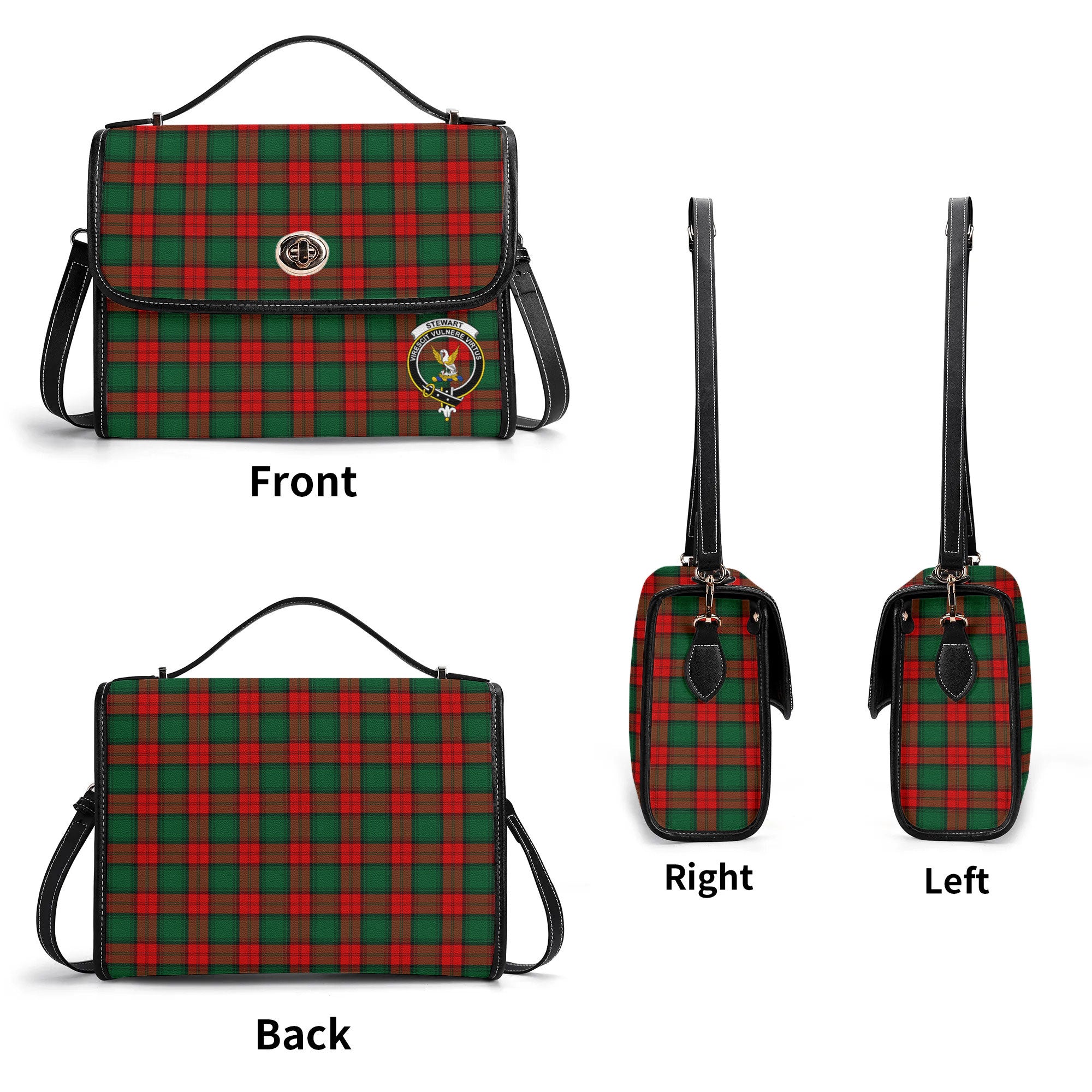 Stewart Atholl Modern Tartan Crest Satchel Bag