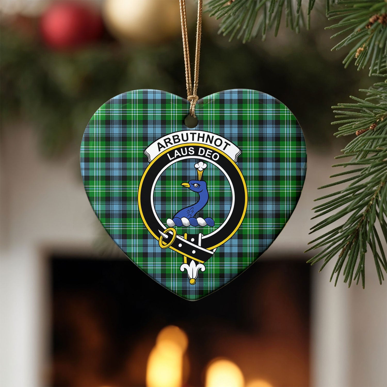 Arbuthnot Ancient Tartan Crest Christmas Ceramic Ornament