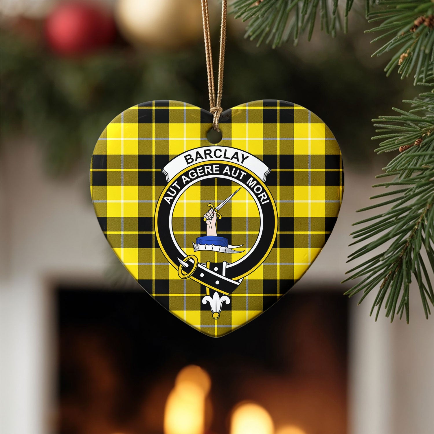 Barclay Dress Modern Tartan Crest Christmas Ceramic Ornament
