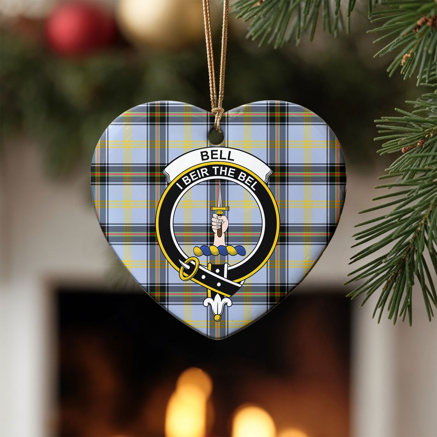 Bell of the Borders Tartan Crest Christmas Ceramic Ornament